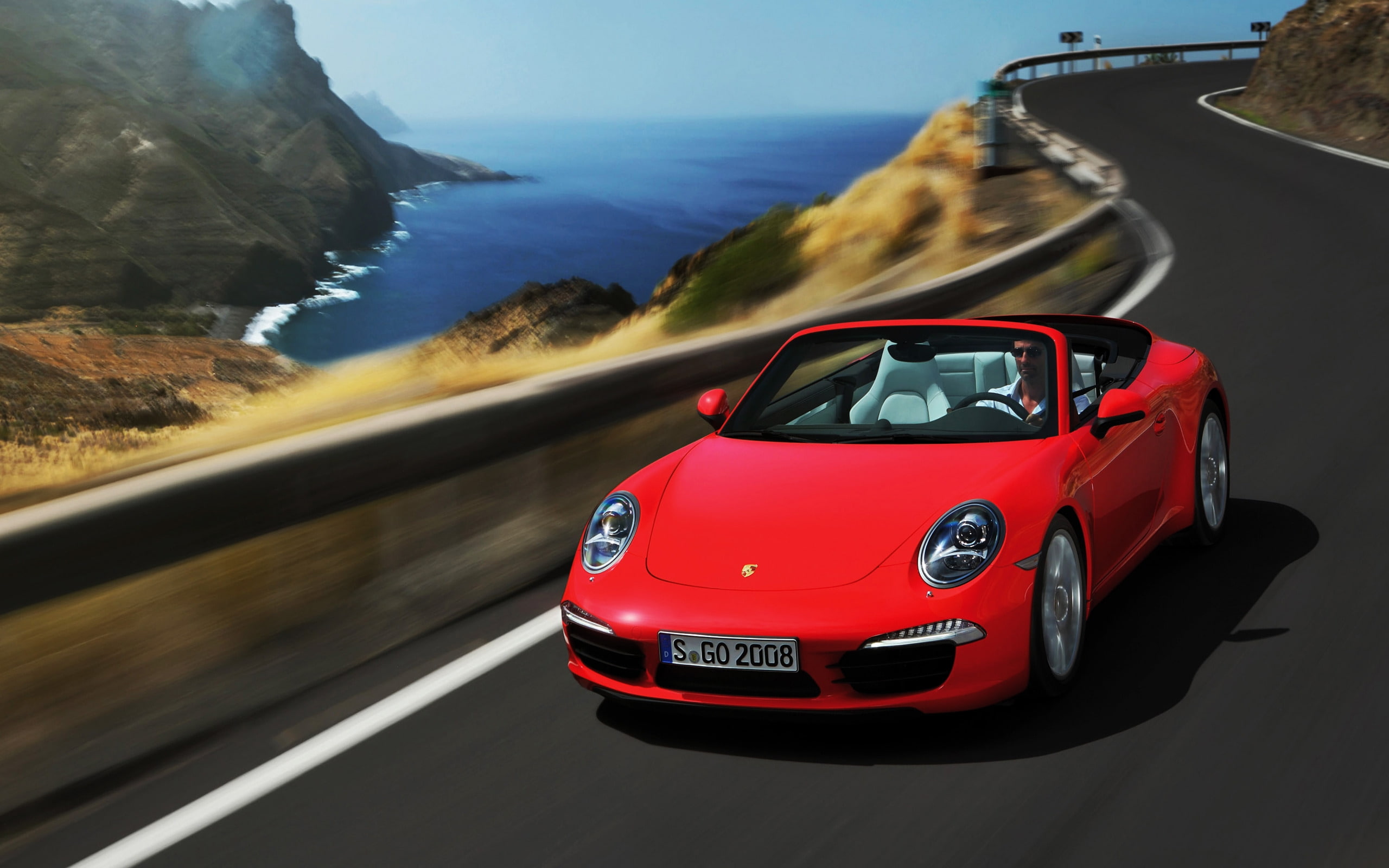 s, cabriolet, carrera, porsche, 2K, red, HD Wallpaper