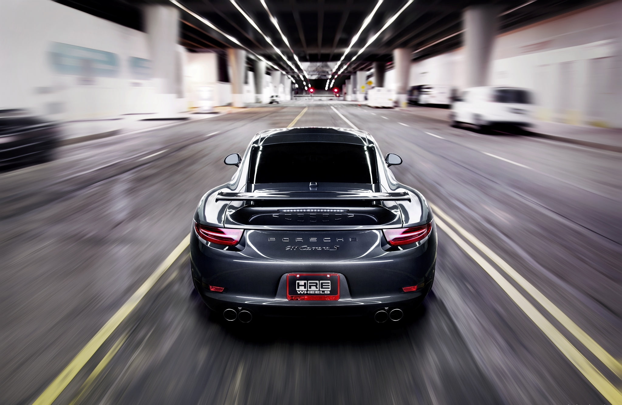 road, back, Porsche, grey, Carrera S, 1080P, blur, speed, Carrera, 911, HD Wallpaper