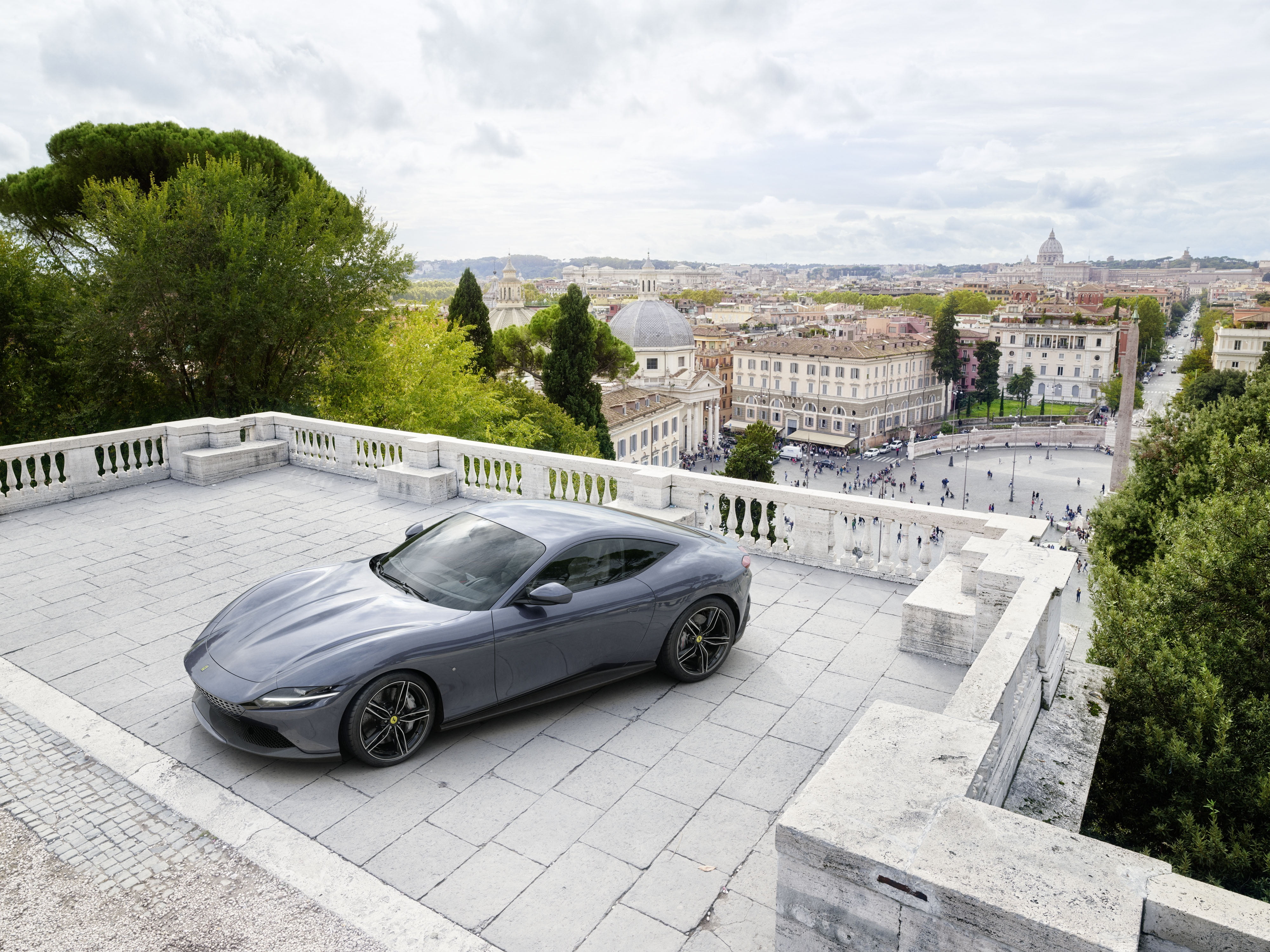 Vehicle, Car, Supercar, Ferrari, Sport Car, Silver Car, Ferrari Roma, 4K, HD Wallpaper