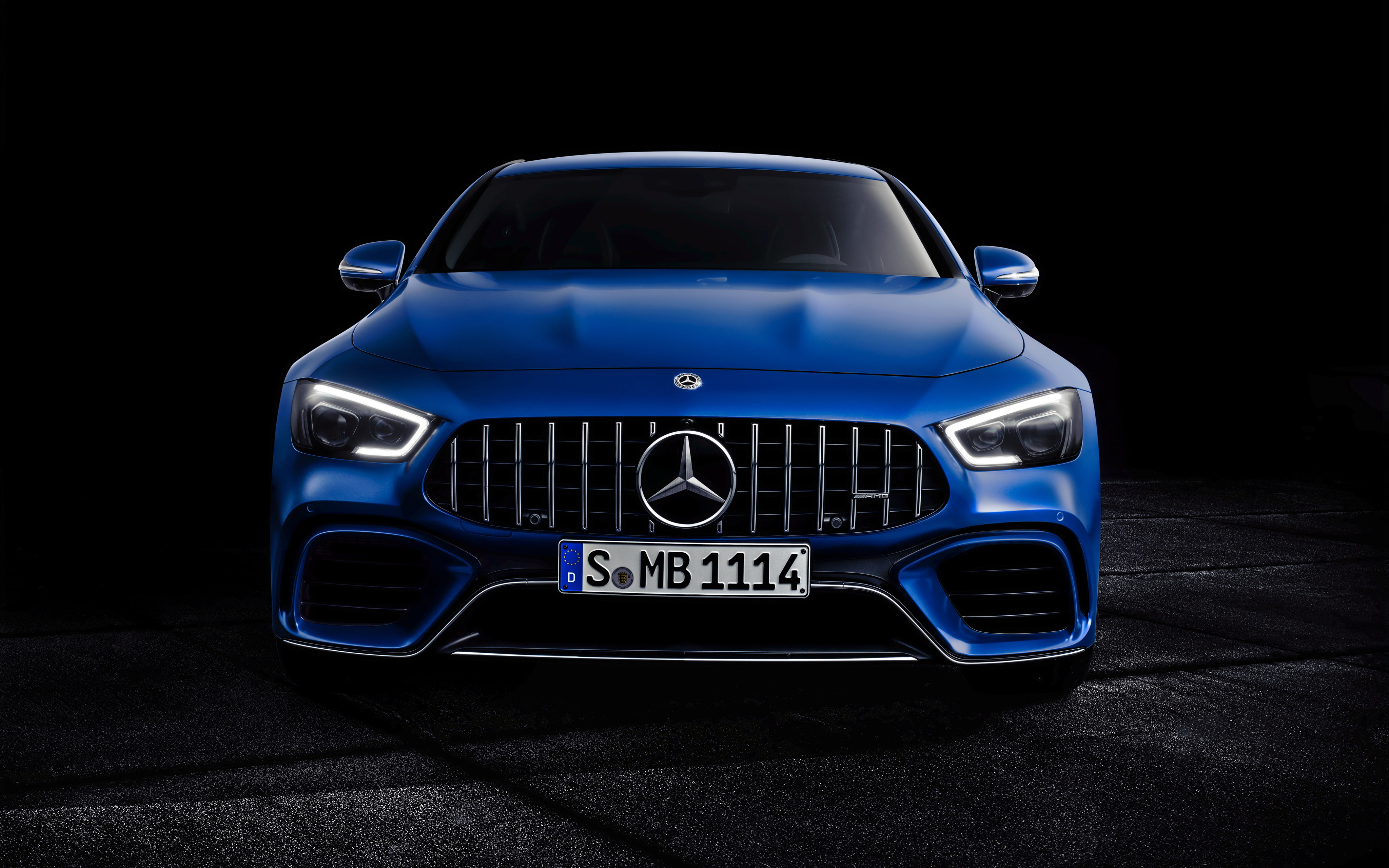door, close-up, transportation, vintage car, black background, 4Matic, luxury, k, s, text, front view, night, land vehicle, blue, Mercedes, gt, 4Door, studio shot, HD Wallpaper