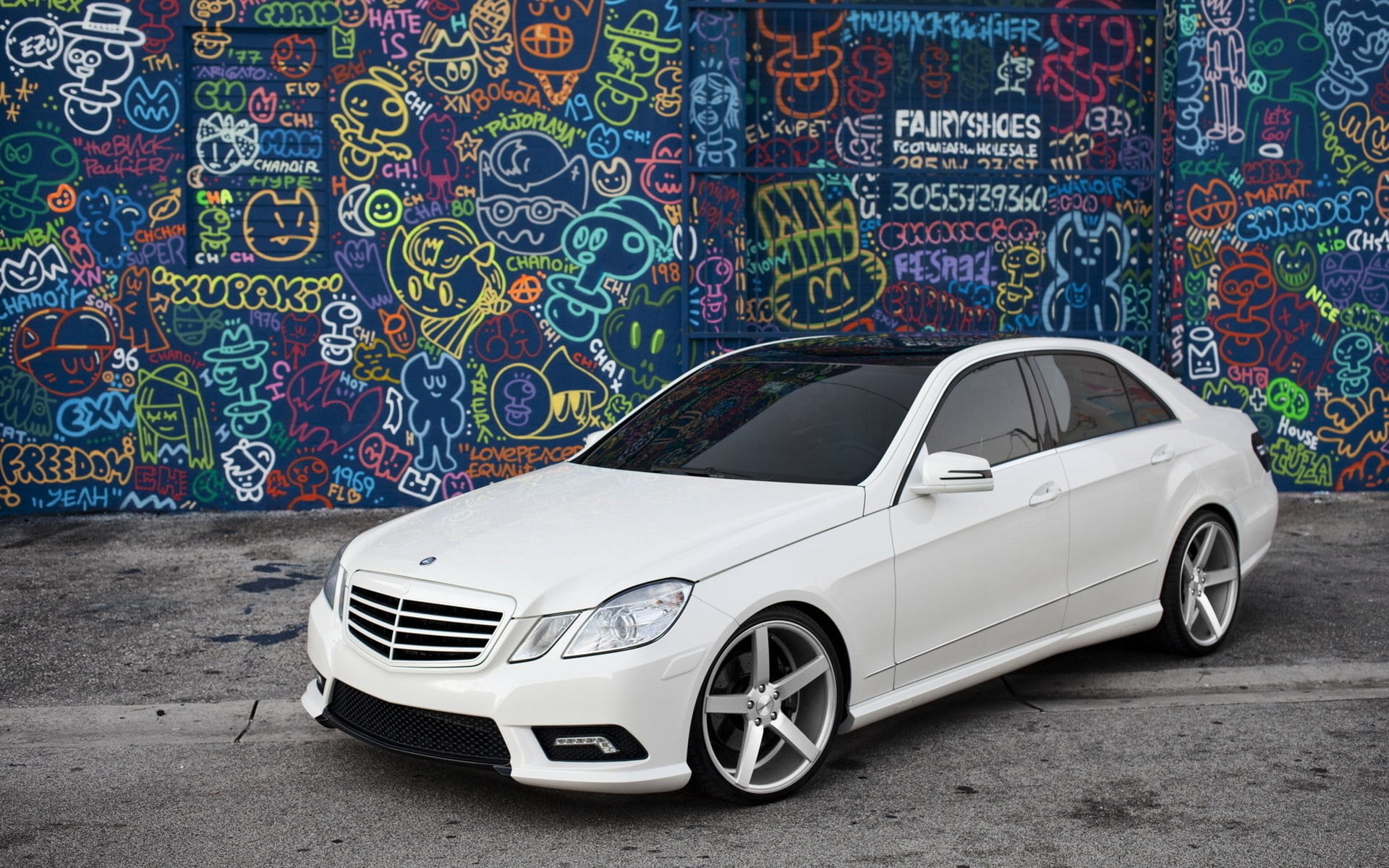 modern, transportation, land Vehicle, engine, elegance, mercedes, mode of Transport, wall, wall - building feature, white, 1080P, e class, art and craft, HD Wallpaper