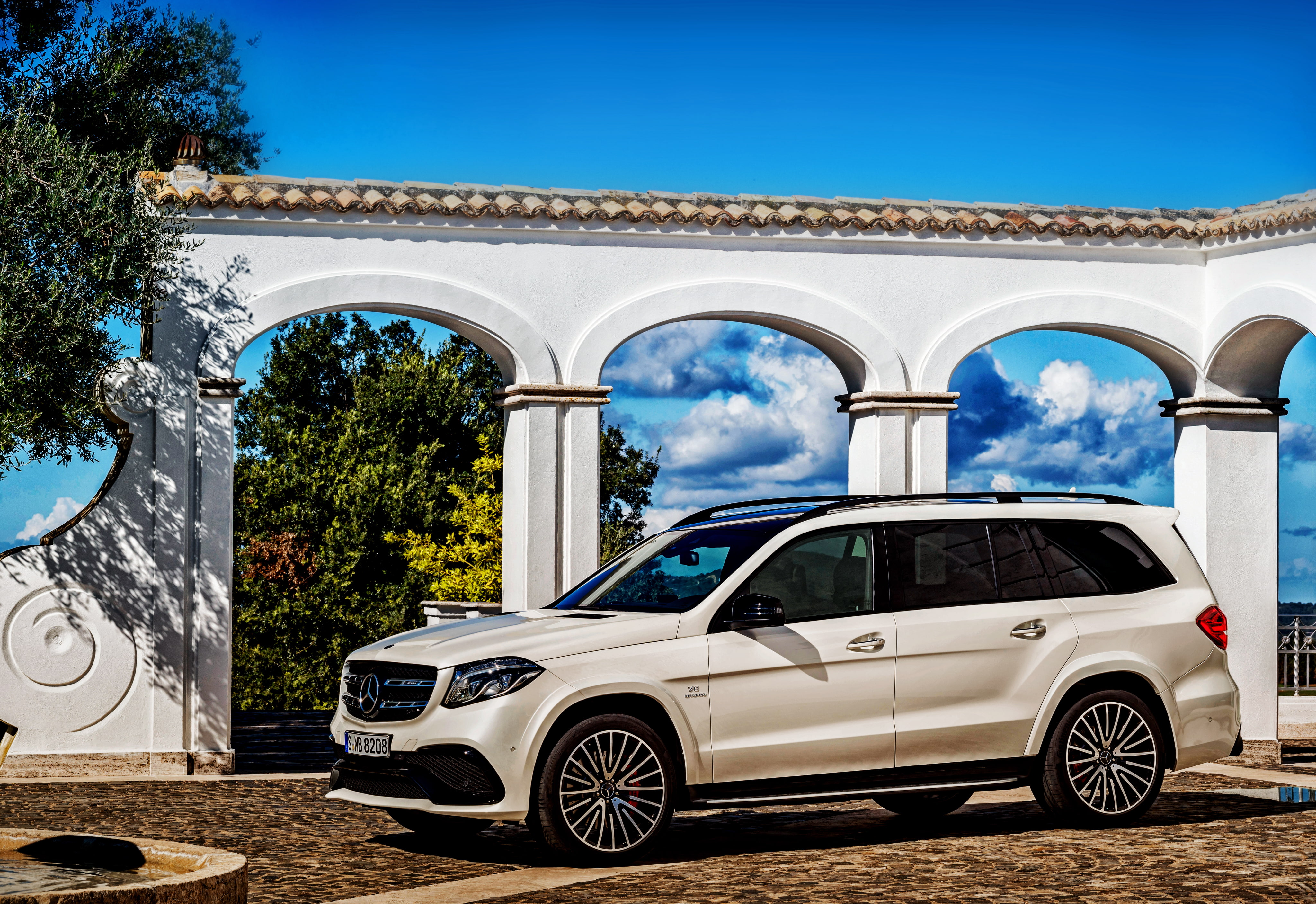 4K, Mercedes, GLS-Class, X166, white, Mercedes-Benz, AMG, suv, HD Wallpaper