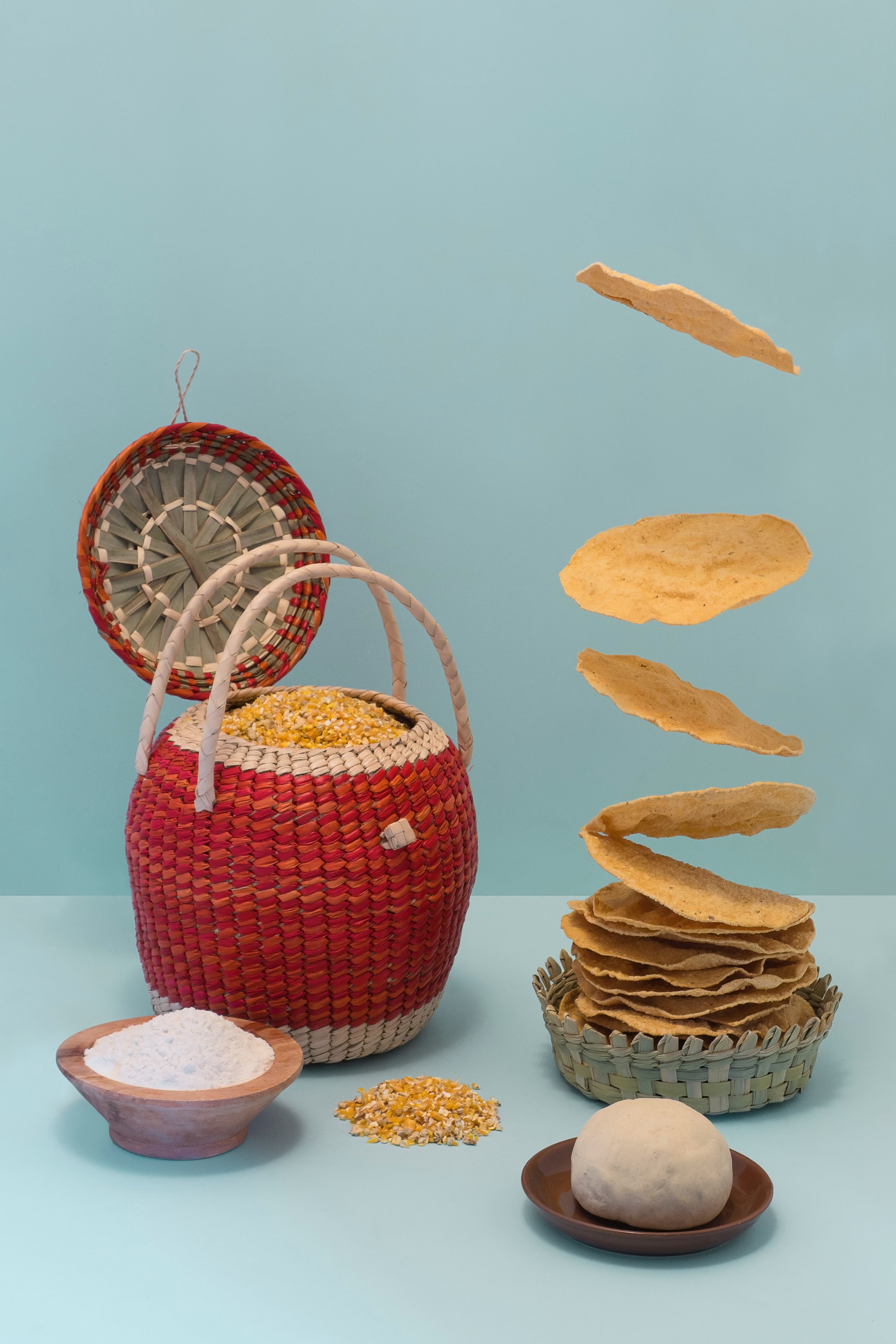 balance, colored background, freshness, surface, wellbeing, brown, indoors, gray, bowl, stack, corn, variation, near, no people, food and drink, top, 5K, Phone HD Wallpaper