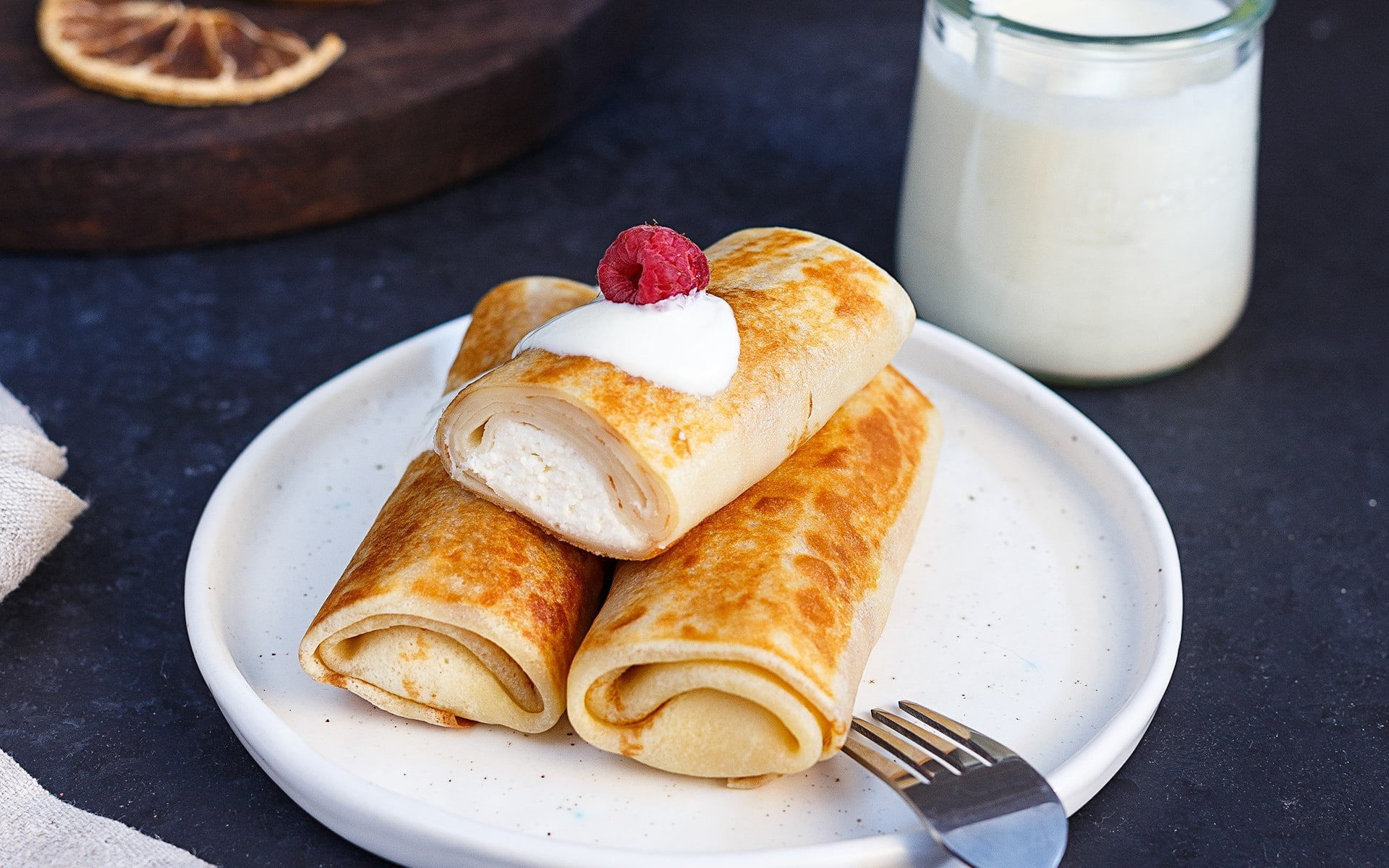 cheese, rolls, sour cream, 1080P, pancakes, HD Wallpaper