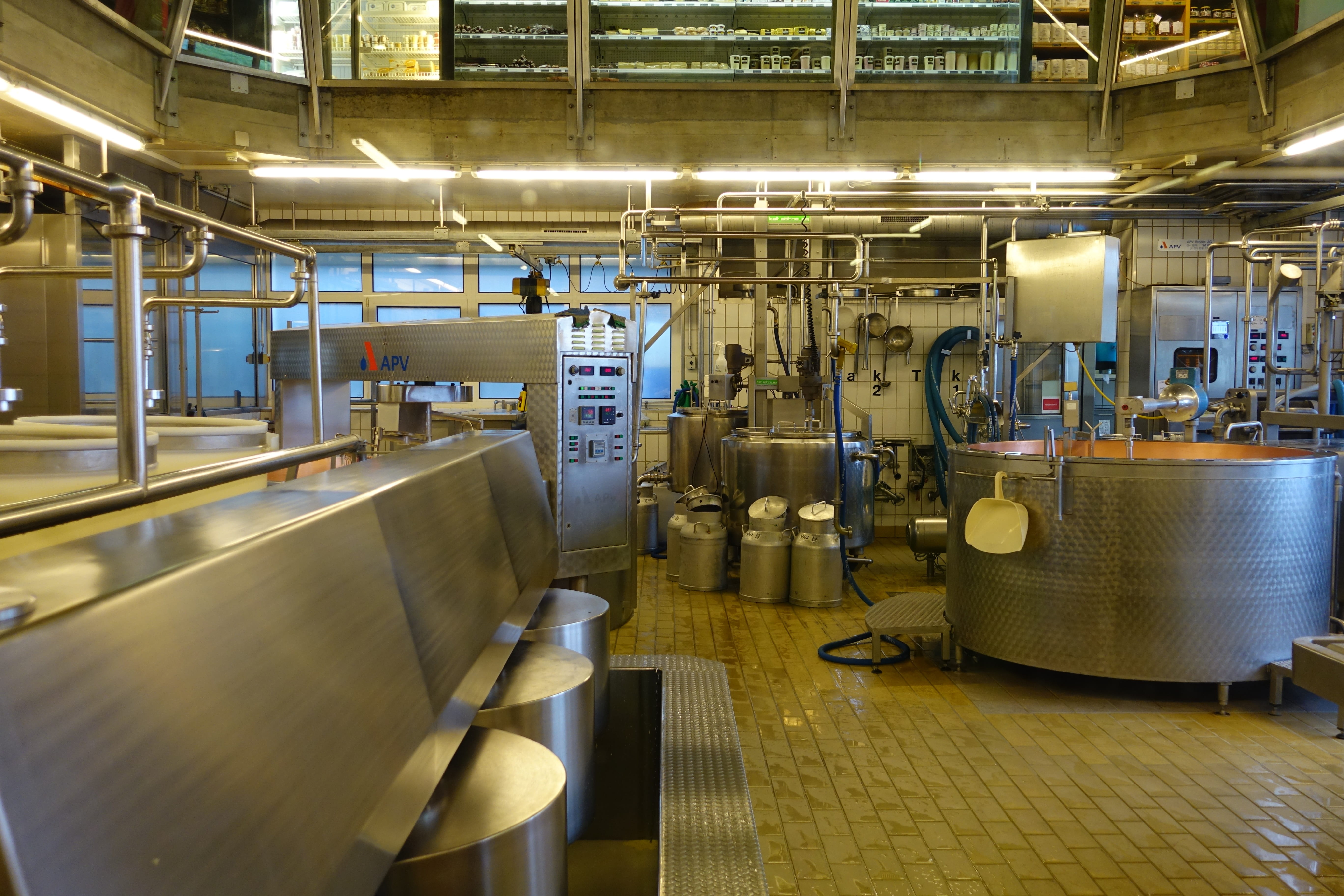 machine part, built structure, domestic room, 5K, technology, industrial equipment, emmental show cheese dairy, cheese factory, illuminated, business, HD Wallpaper