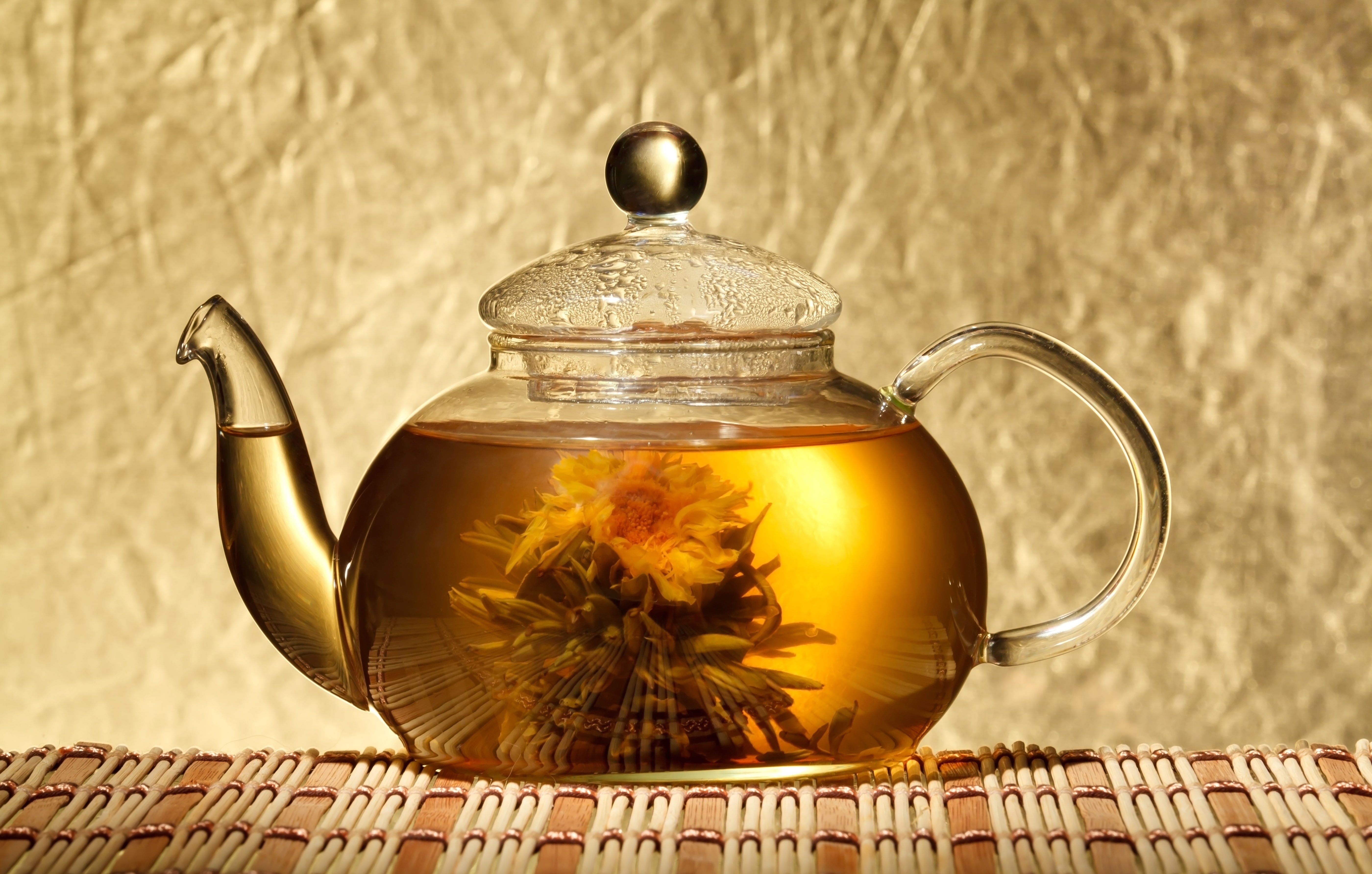 tea, Mat, flower, Chinese, Lotus, 5K, knitted, illustration, kettle, HD Wallpaper