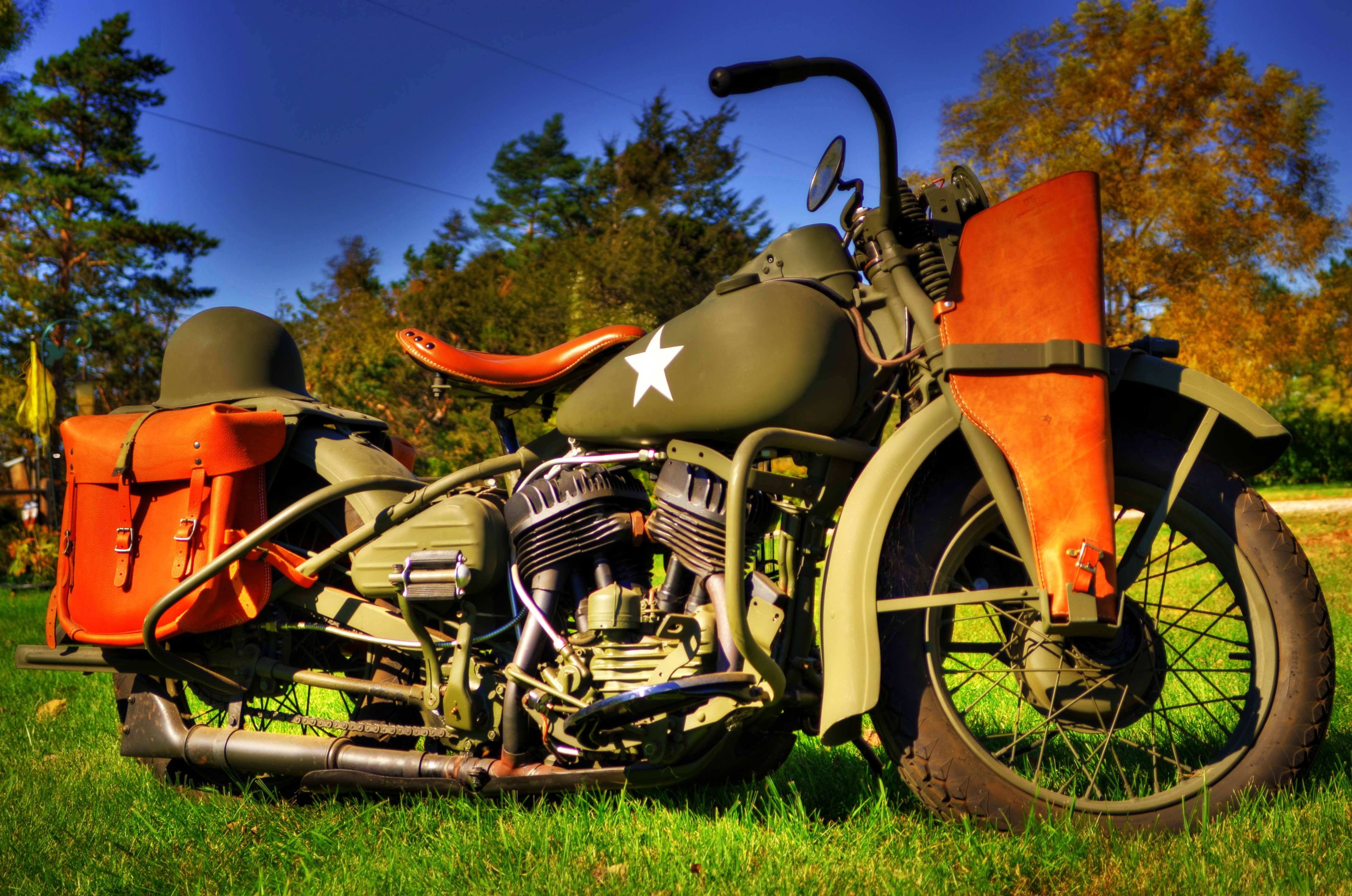HDR, Harley-Davidson, world, Second, 1942., 4K, model, war, military, times, WLA, motorcycle, HD Wallpaper