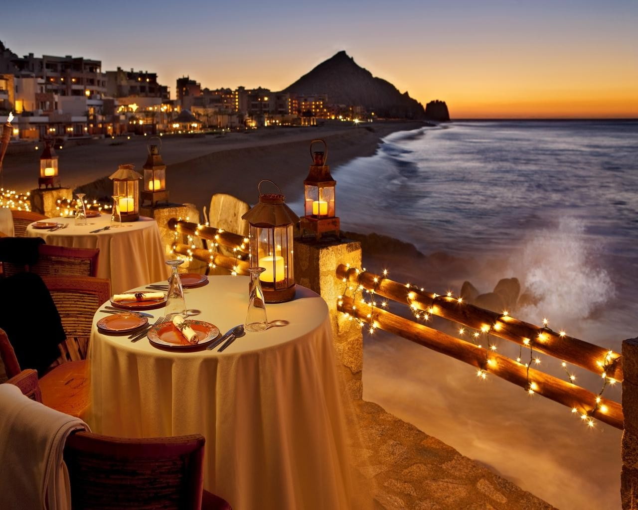 lights, beach, nature, 720P, candles, hd, dinner, restaurant, HD Wallpaper