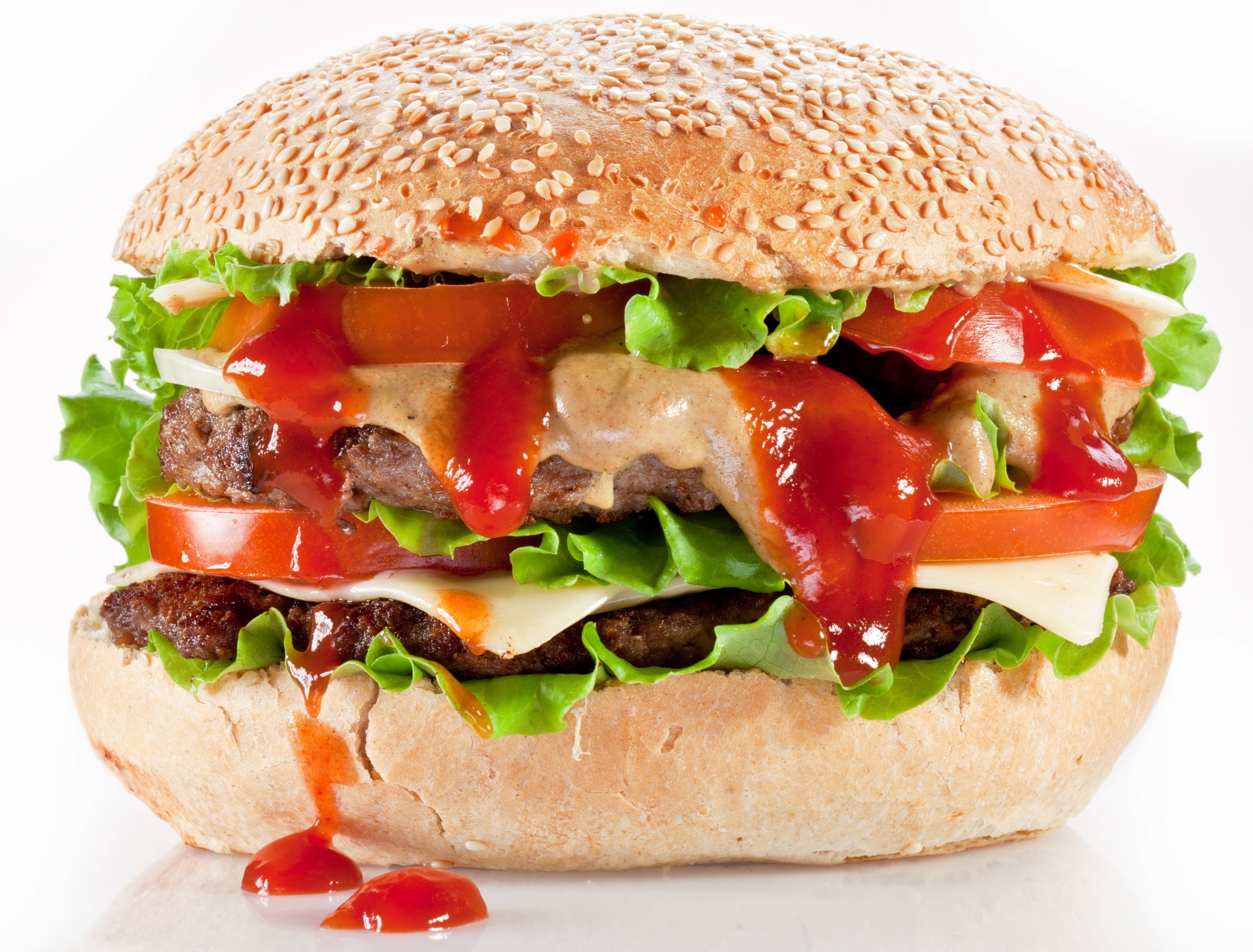 fast Food Restaurant, sesame, burger, tomato, ready-to-eat, cheese, bun, speed, close-up, no People, ketchup, sandwich, beef, take Out Food, buns, onion, HD Wallpaper
