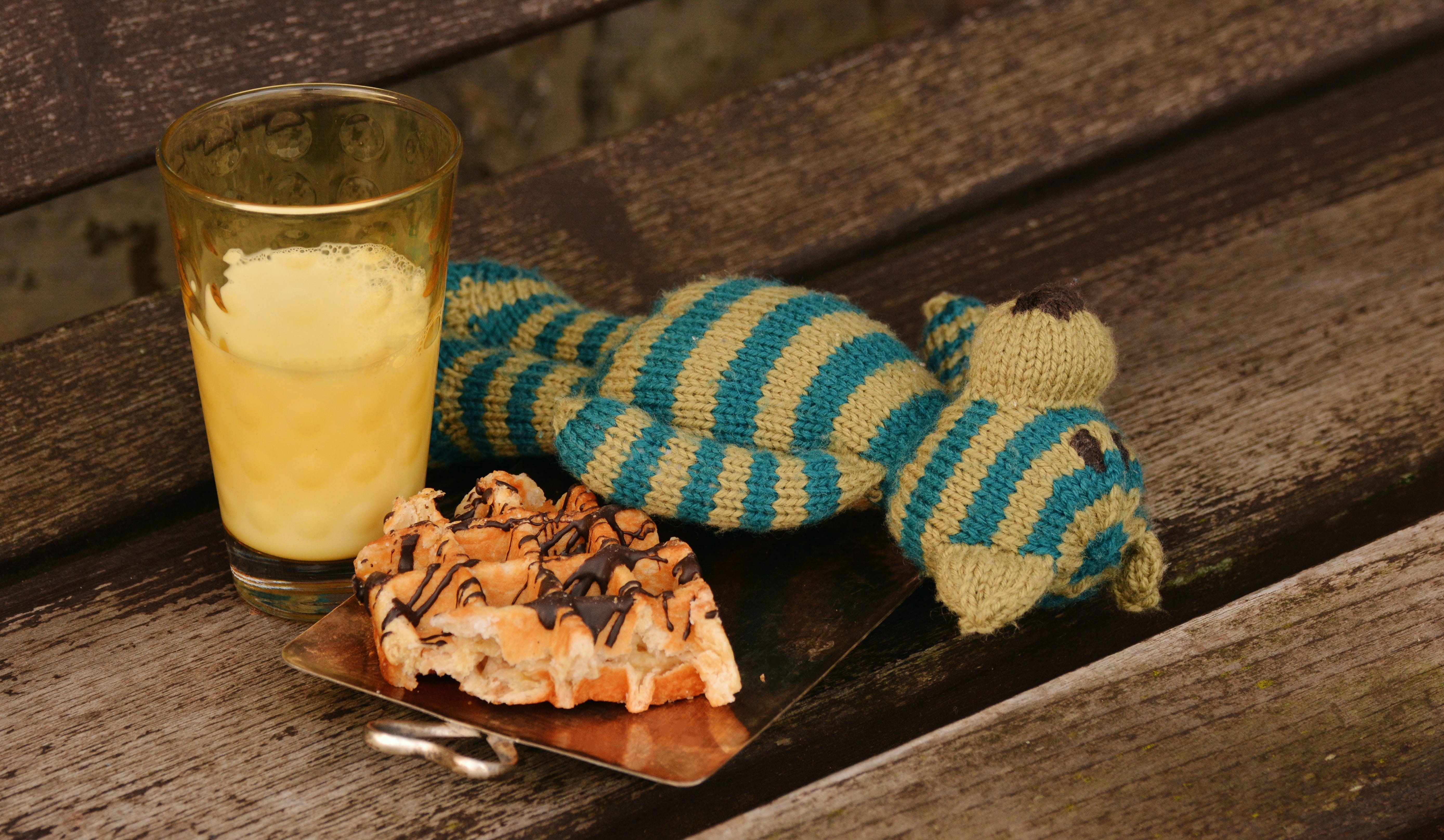 served, food and drink, filled, Knitted, glass - material, food, tray, ready-to-eat, waffle, belgian, 5K, juice, wood - material, freshness, still life, HD Wallpaper