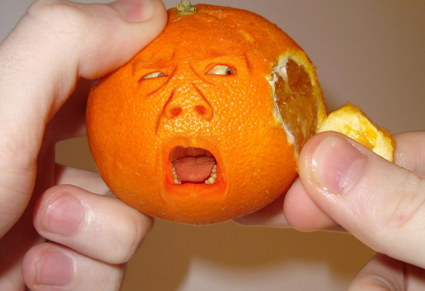 childhood, holding, human hand, body part, jack o lantern, orange, orange color, food and drink, close-up, hand, 720P, finger, wellbeing, orange - fruit, HD Wallpaper
