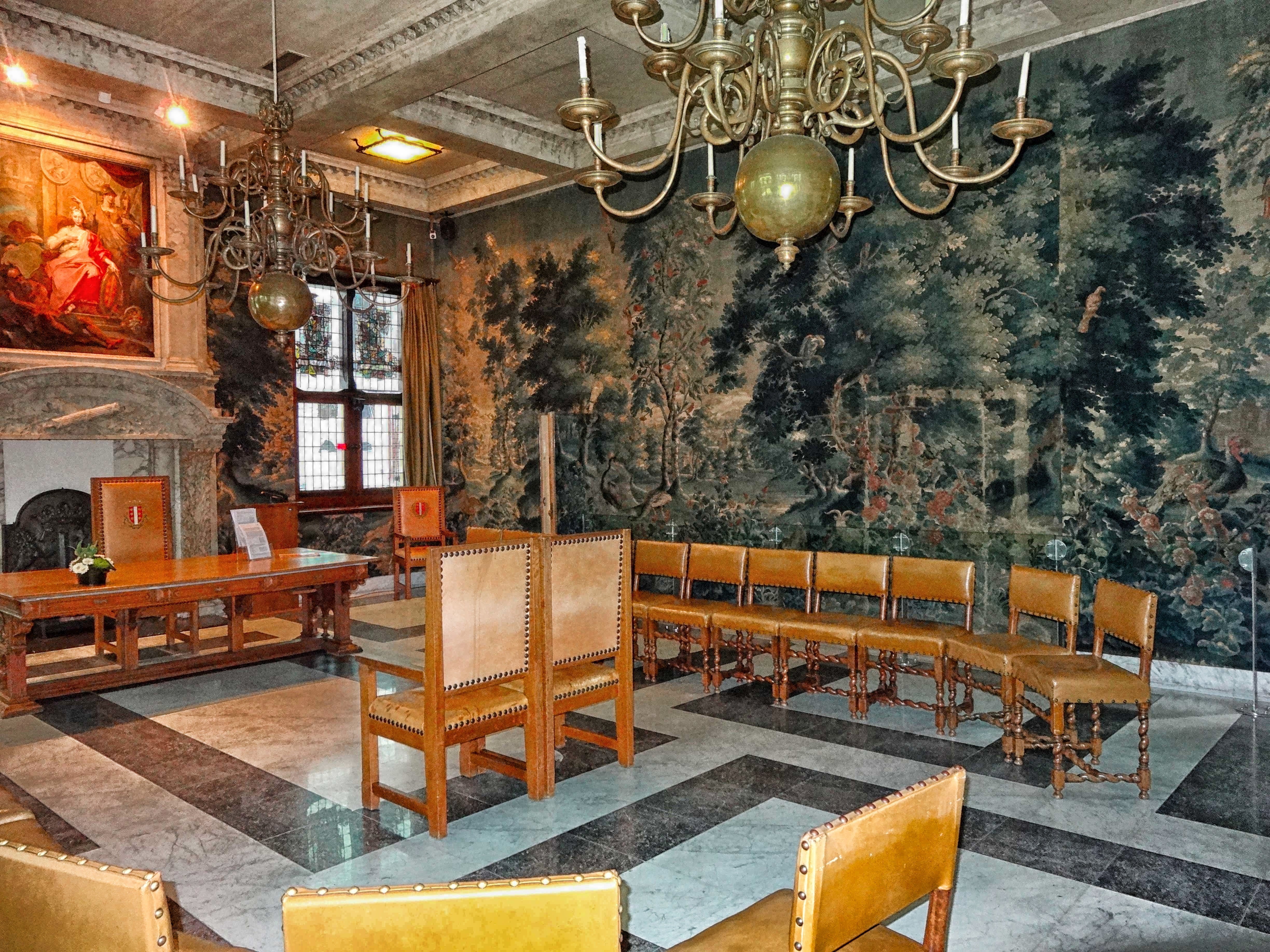 seat, history, antique, netherlands, ceiling, hdr, de krant van gouda, home, built structure, table, business, furniture, lighting equipment, chair, inside, HD Wallpaper