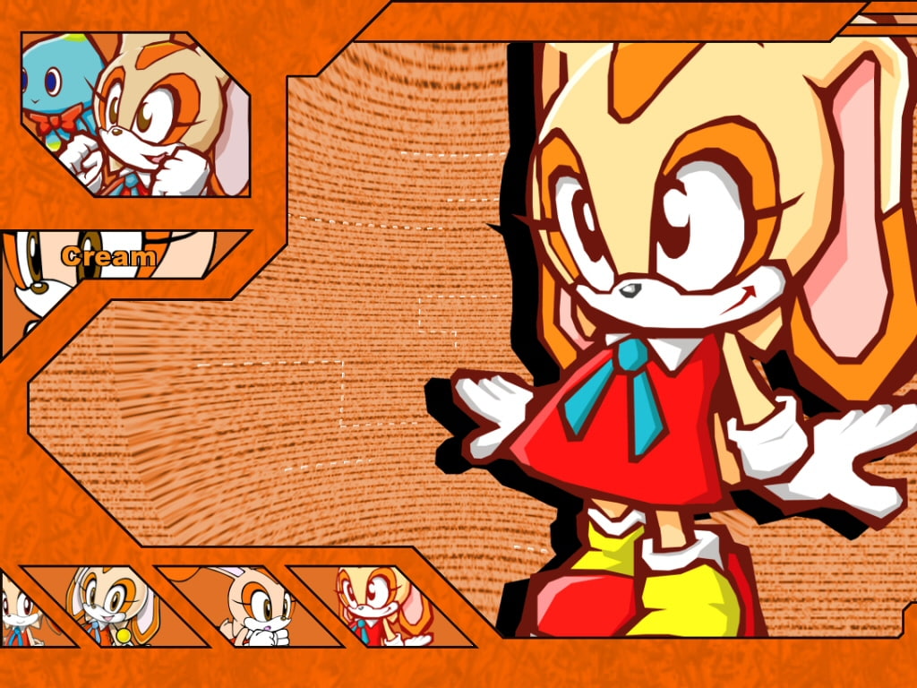 Light Blue tie, video, chao, art, 480P, cream, games, orange, sonic, cheese, Cheese the chao, Cream color, hd, rabbit, HD Wallpaper