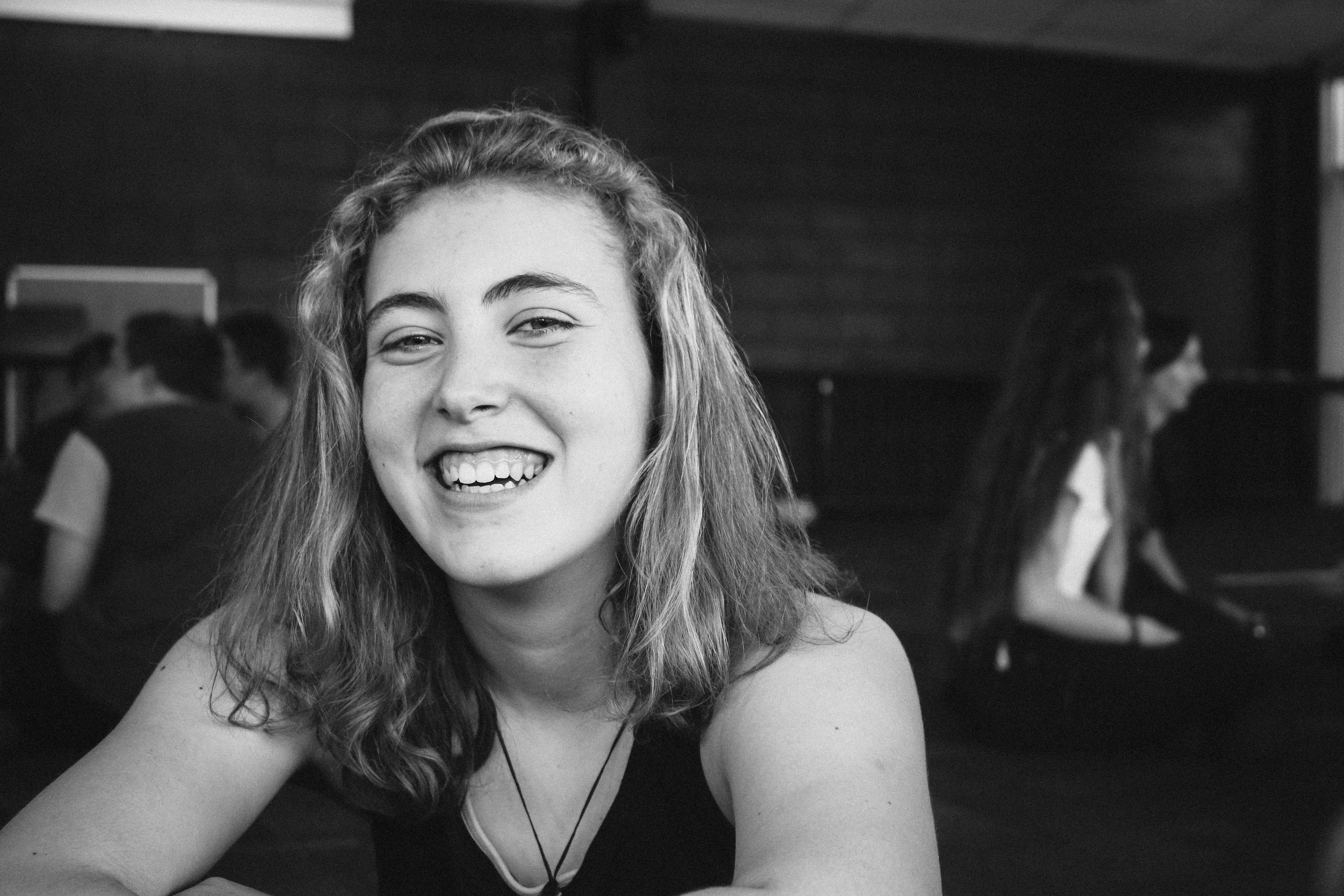 lifestyles, beauty, new zealand, dunedin, one person, candit, girl, female, 5K, black and white, happiness, hair, short hair, real people, grin, hairstyle, HD Wallpaper