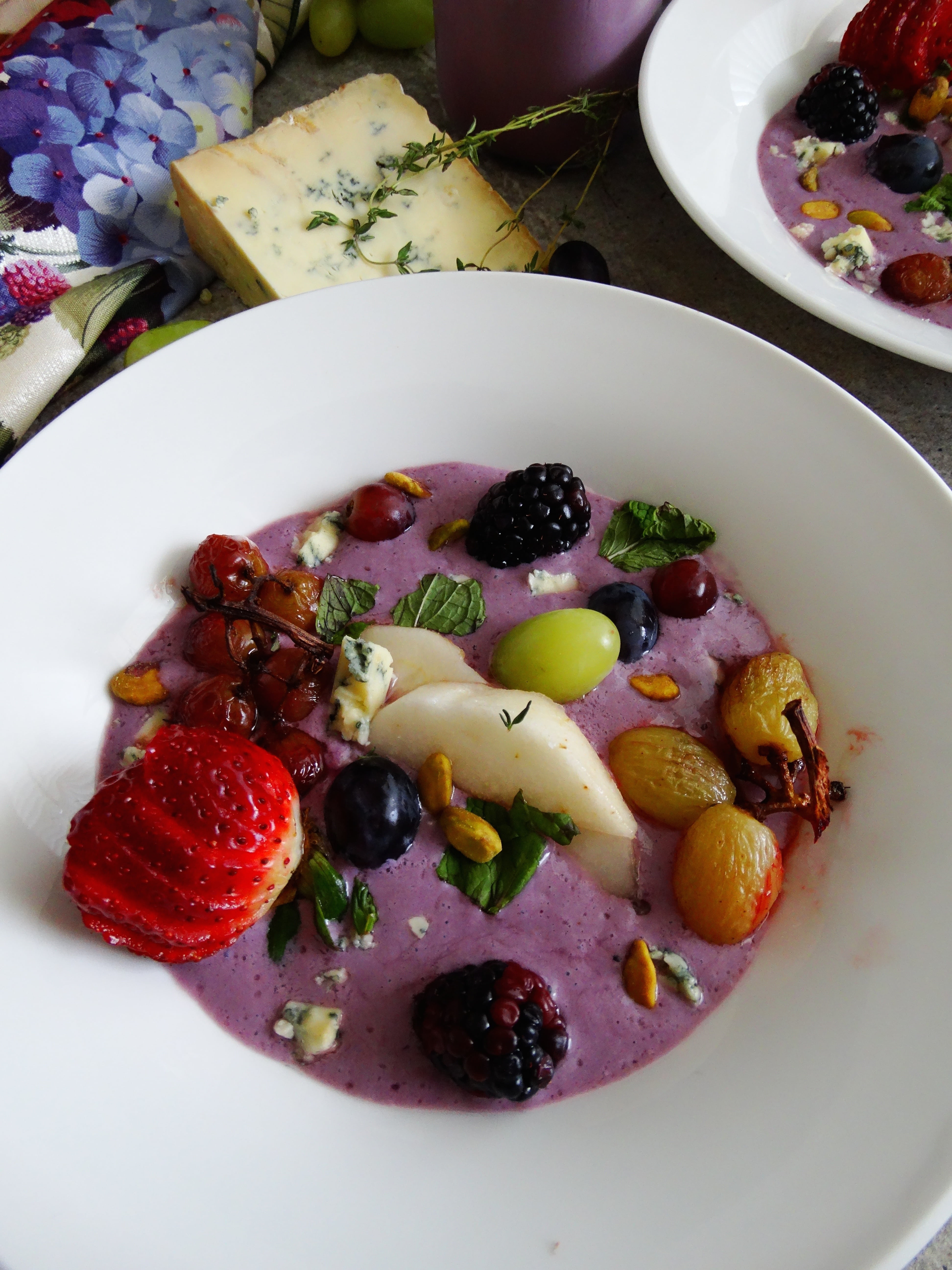 food and drink, no people, plate, fruit salad, close-up, bowl, meal, raw, serving size, freshness, yogurt, temptation, berry fruit, grapes, salad, cold soup, Phone HD Wallpaper