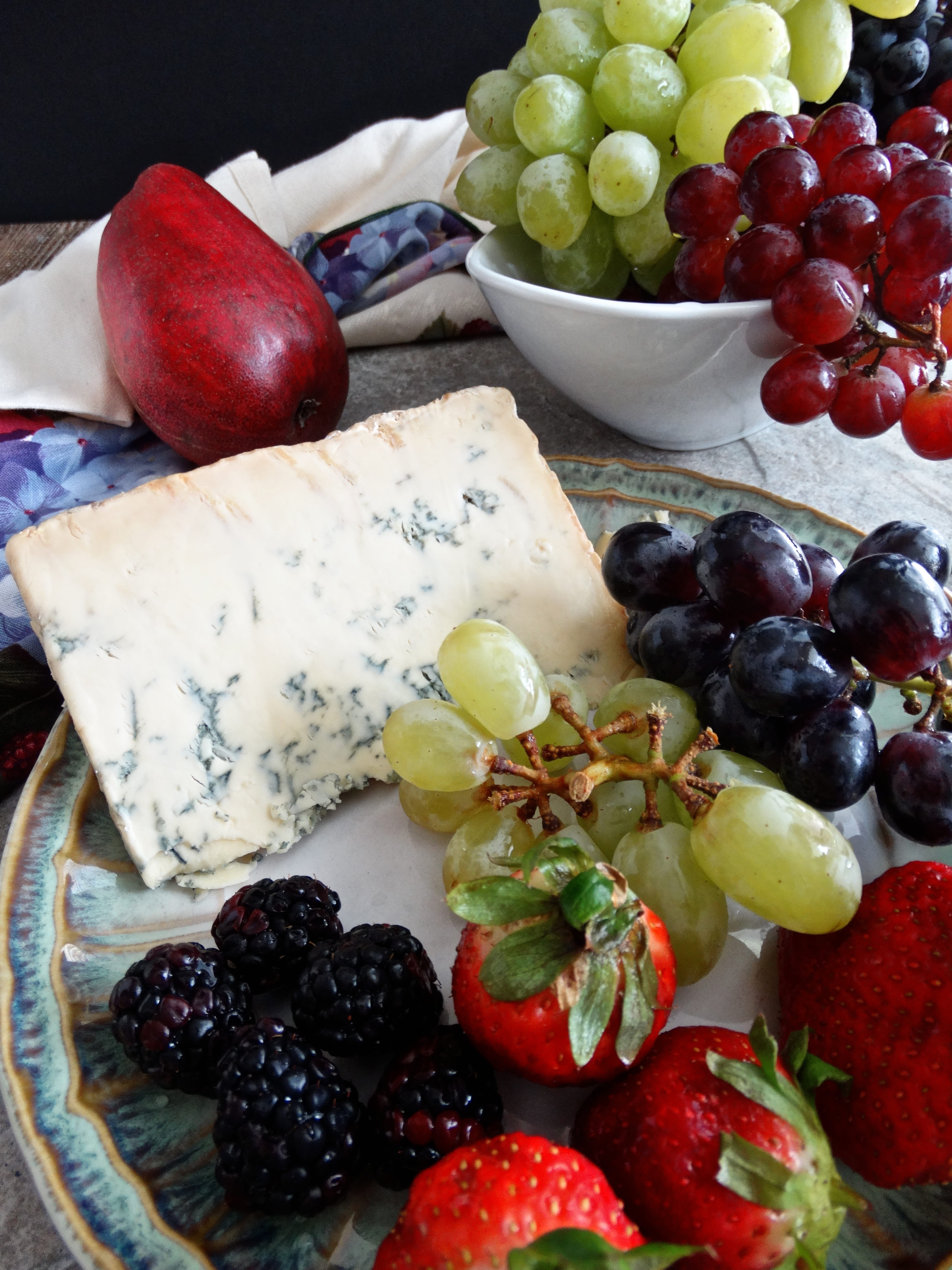 food and drink, dairy product, appetizer, grape, indoors, cheese, freshness, healthy eating, blueberry, strawberry, red grapes, fruit, cheeseboard, 5K, Phone HD Wallpaper