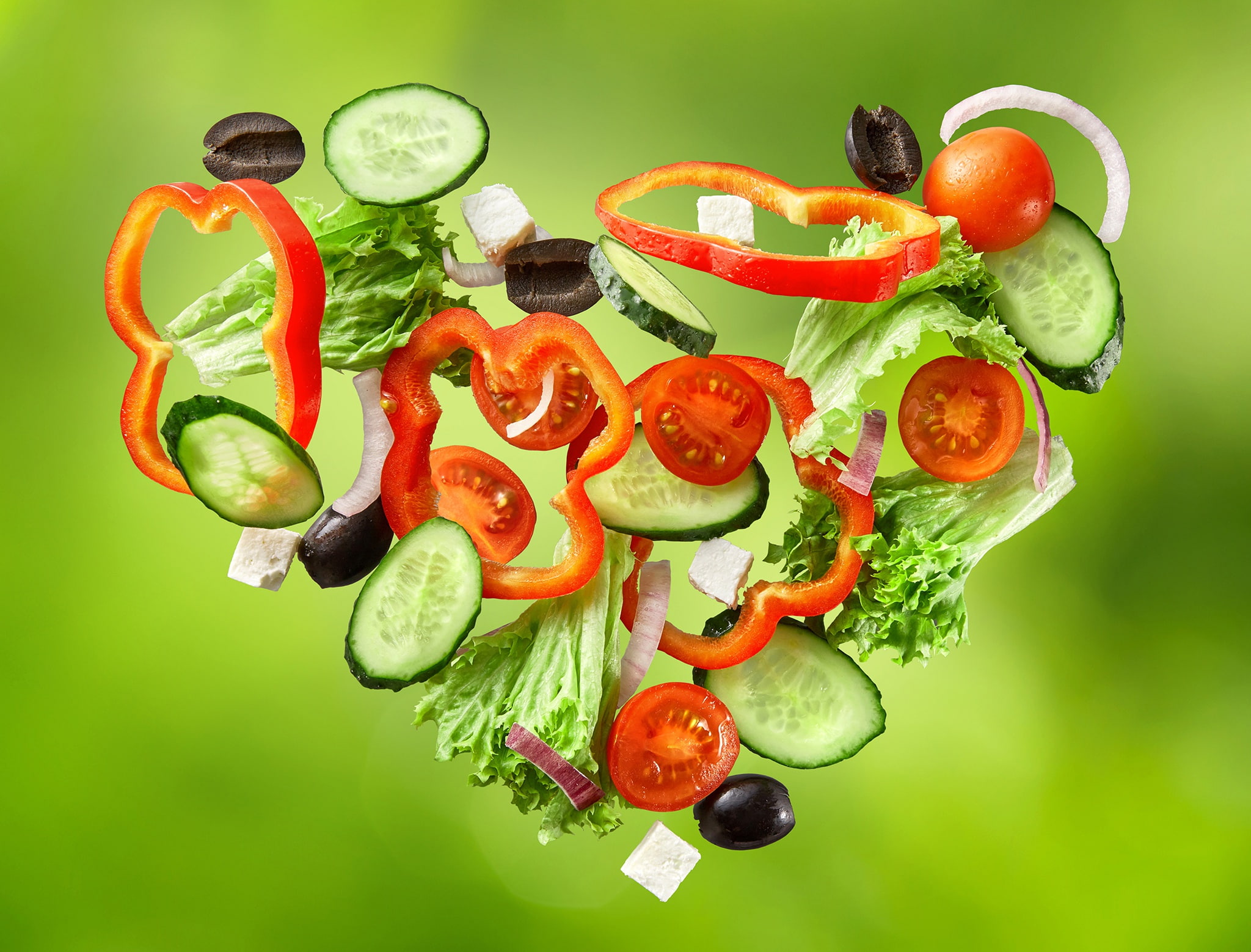 pepper, 1080P, olives, vegetables, salad, cheese, tomatoes, HD Wallpaper