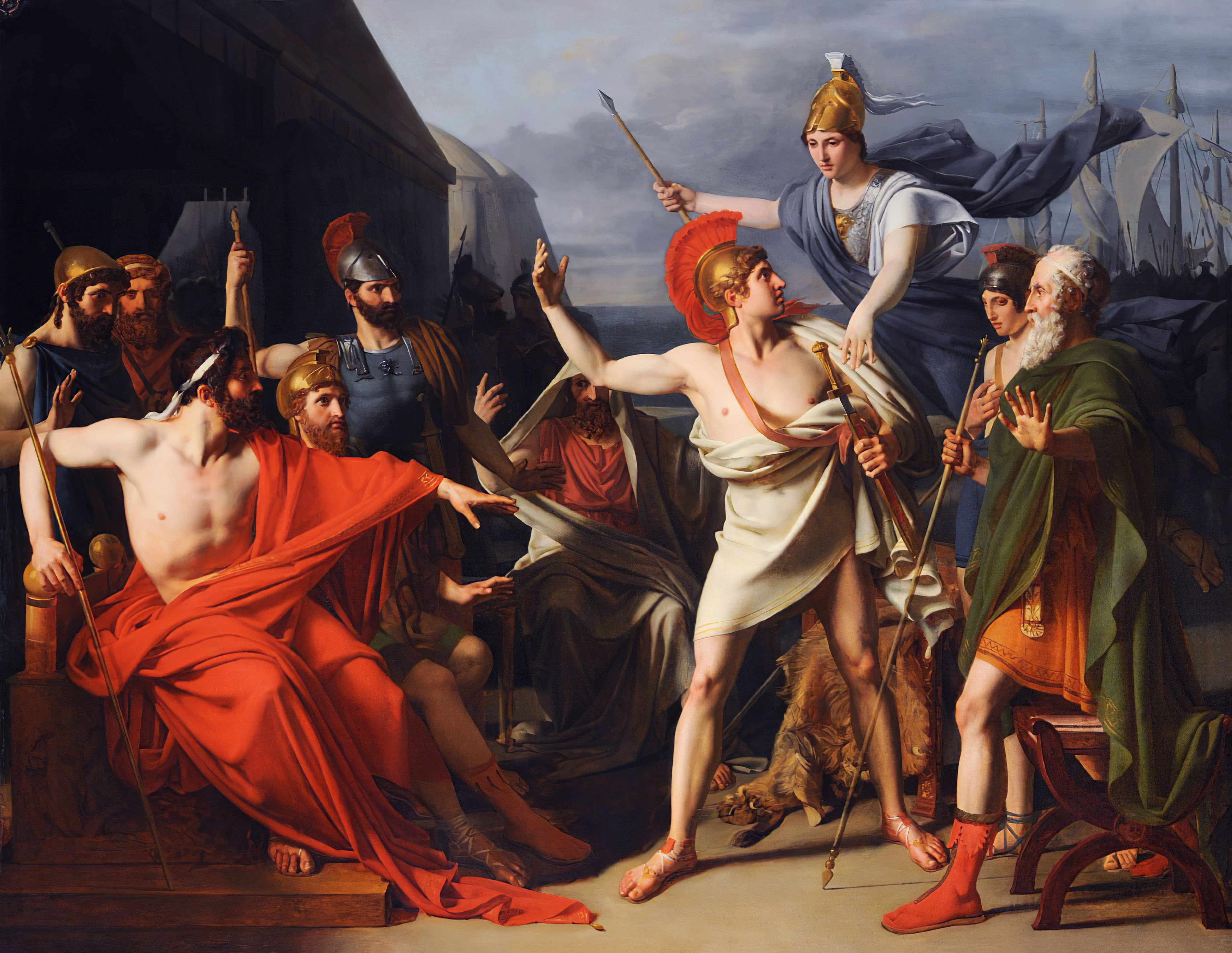 Michel Martin Drolling, classic art, The Wrath of Achilles, 4K, painting, HD Wallpaper