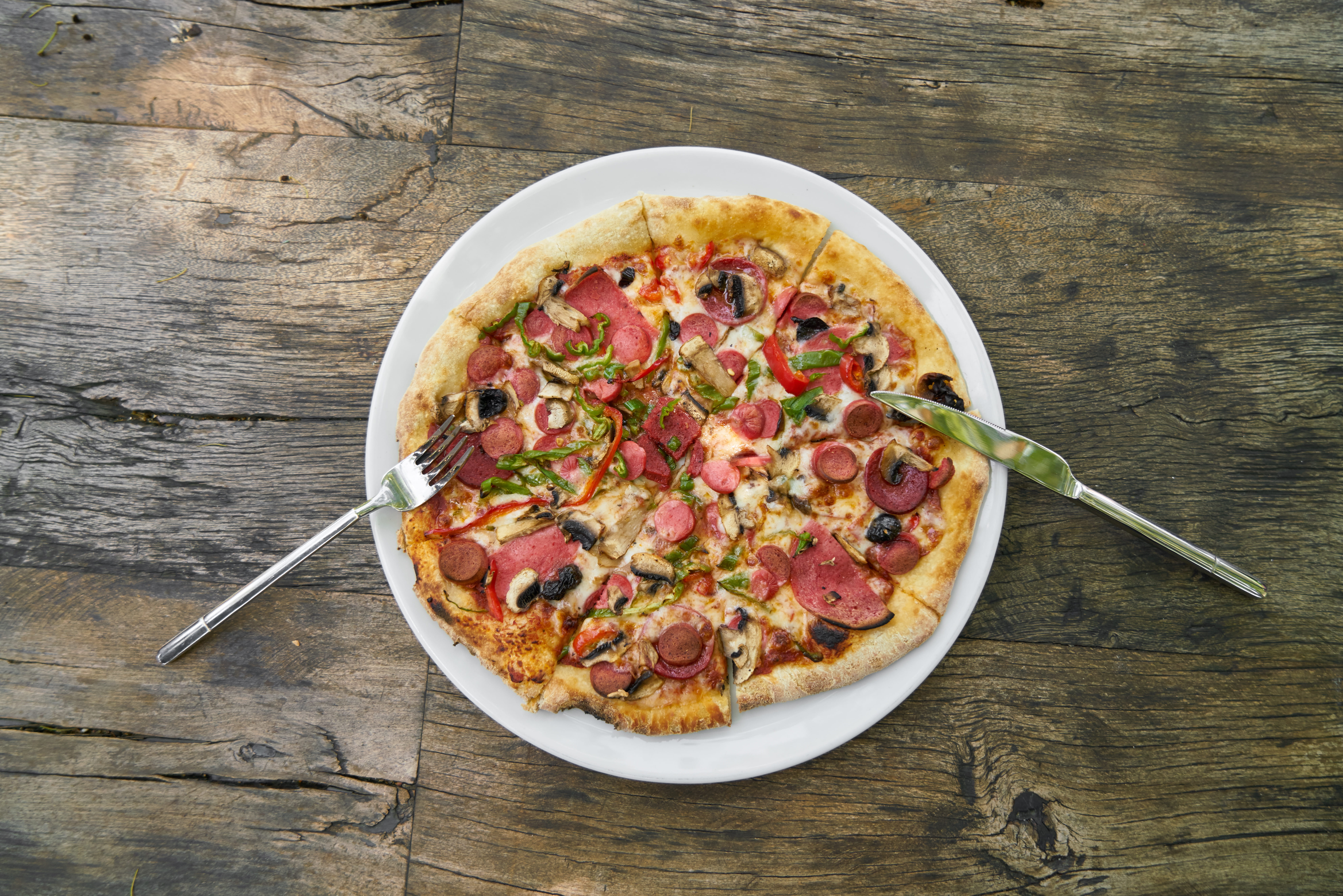 snack, pizza, high angle view, appetizing, food and drink, tasty, fastfood, eating utensil, food, 8K, freshness, ready-to-eat, food photography, vegetable, HD Wallpaper