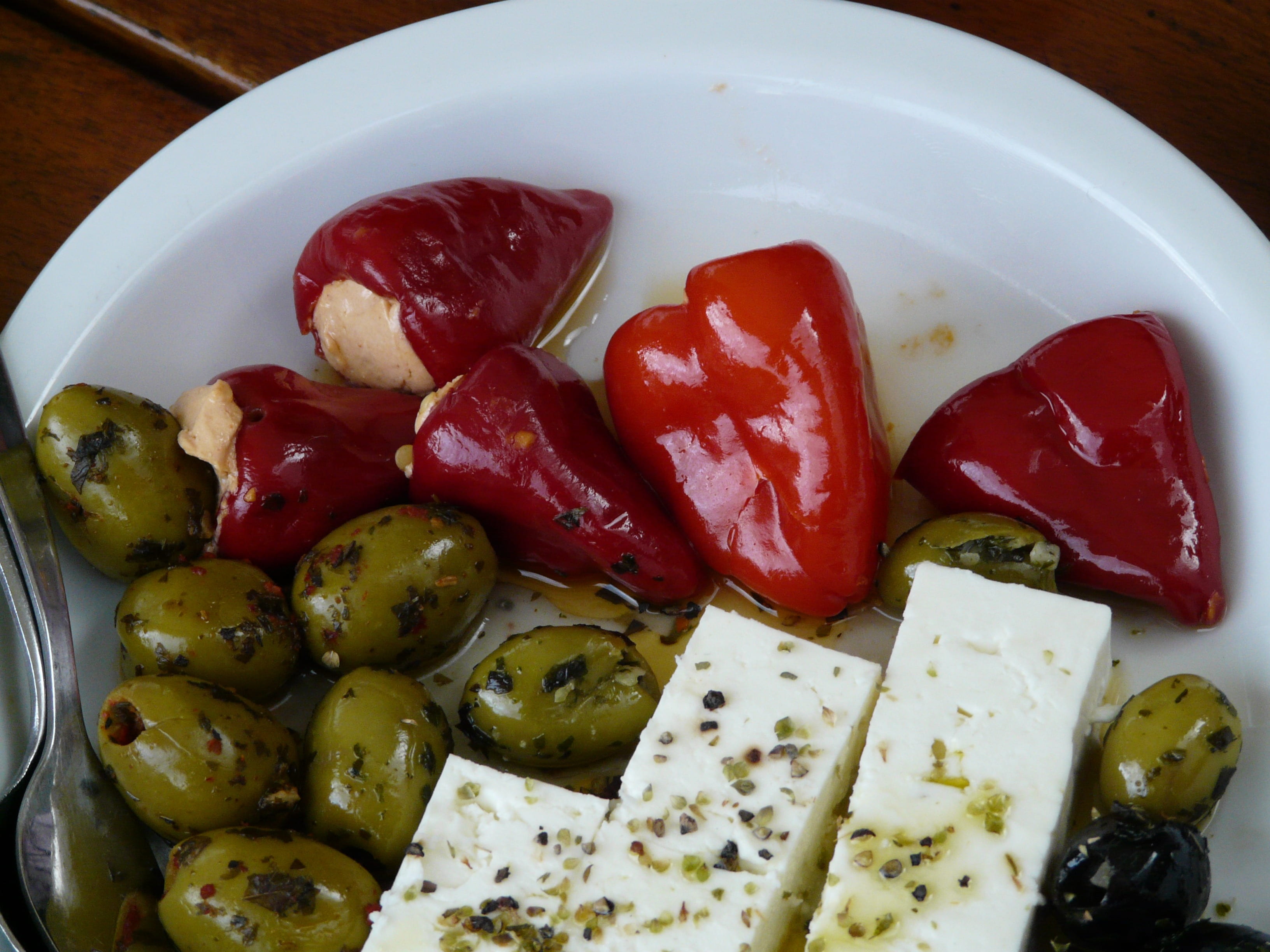plate, greek food, vegetarian food, bell, slice, 2K, freshness, oily, paprika, wellbeing, feta cheese, vinegar, red, cheese, indoors, dairy product, oil, HD Wallpaper