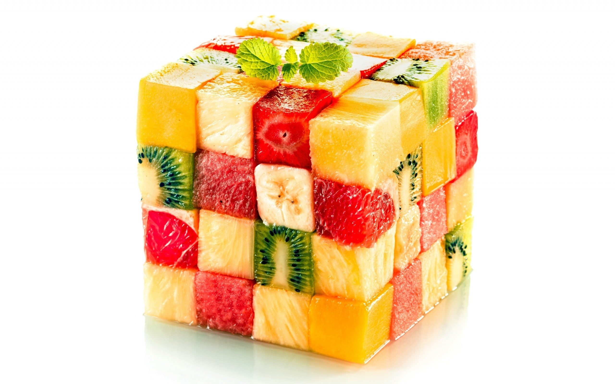 block, cube, fruit, salad, assorted, 2K, fruits, HD Wallpaper