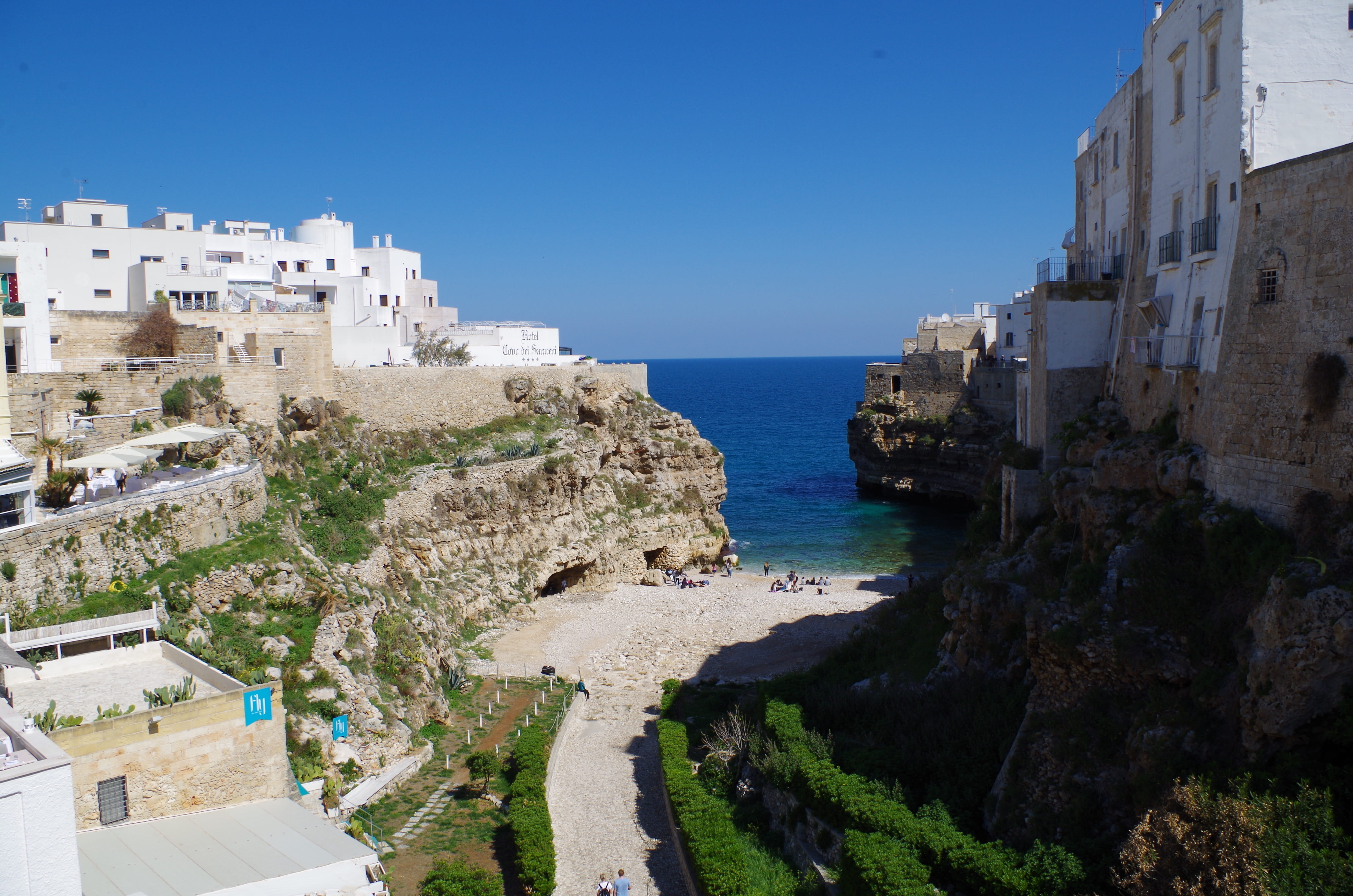nature, sky, Cliff, horizon, country, horizon over water, beach, Italy, built structure, land, Sea, glimpse, day, blue, outdoors, Puglia, building exterior, HD Wallpaper
