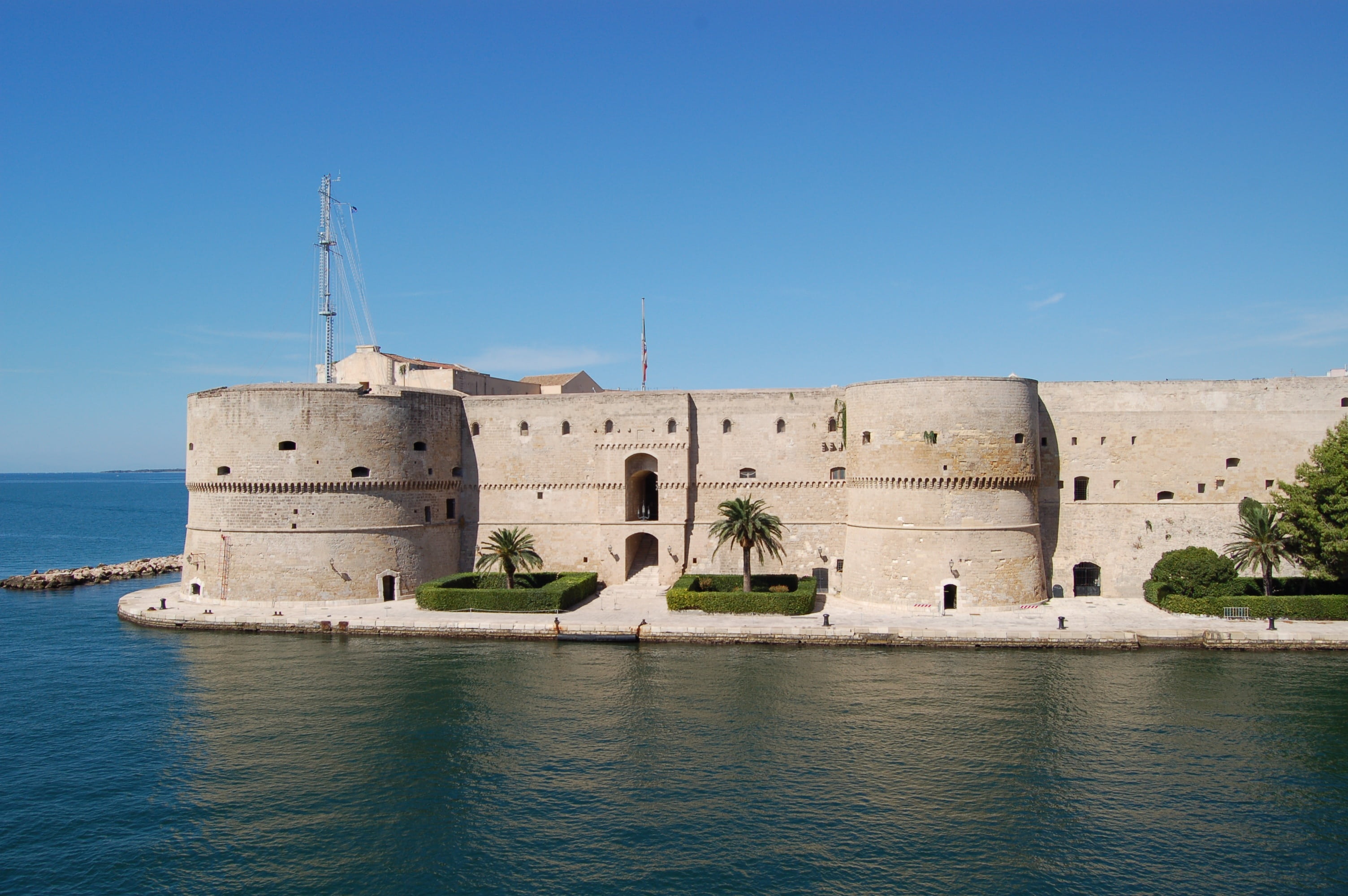 nature, body, daytime, built structure, no people, the past, day, travel destinations, tower, sky, building, water, near, travel, puglia, waterfront, tourism, HD Wallpaper
