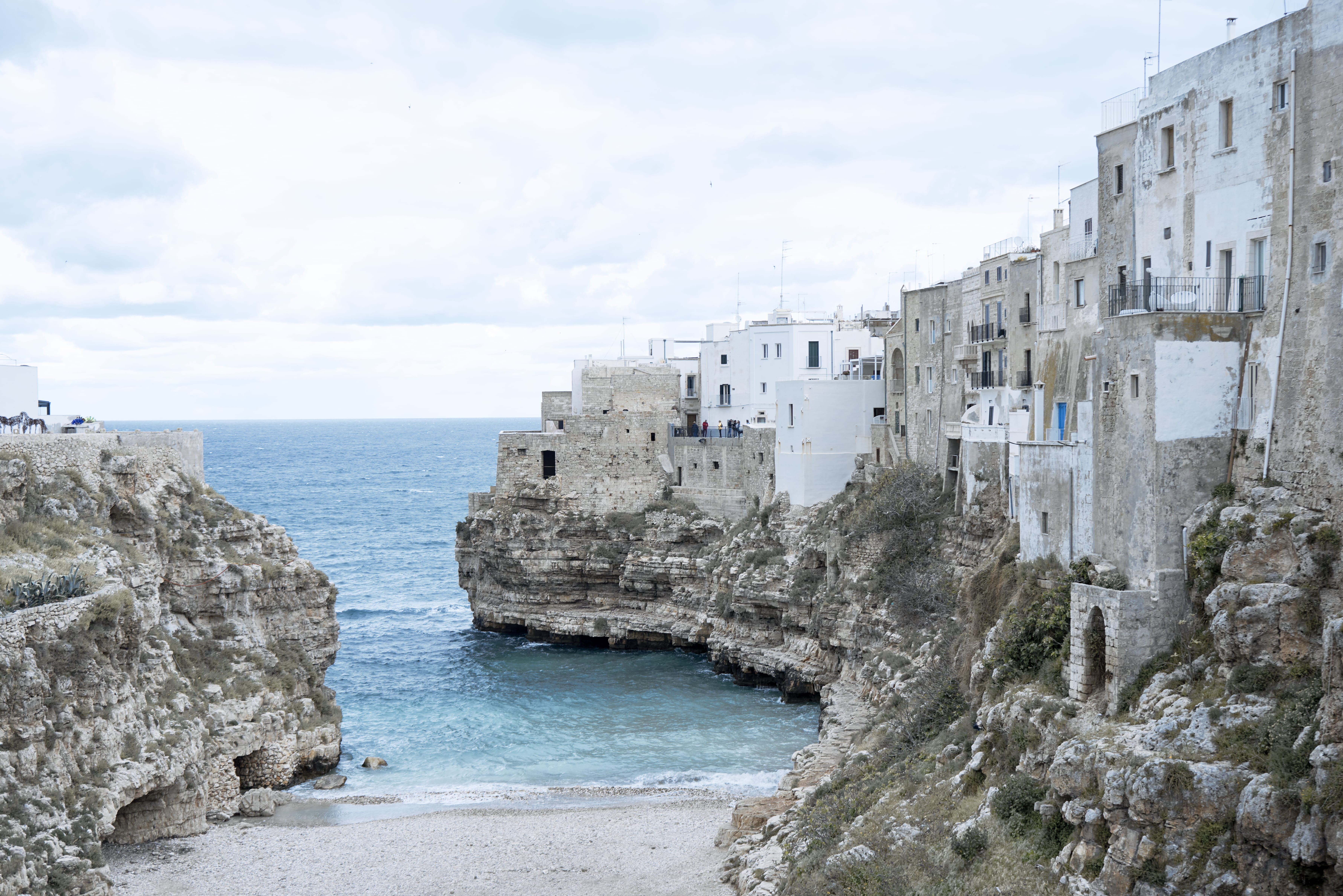 city, horizon, dramatic skies, white houses, italy, sea, water, www.maxlibertine.com, rock, puglia, bay, land, coast, architecture, cloud - sky, ocean, HD Wallpaper