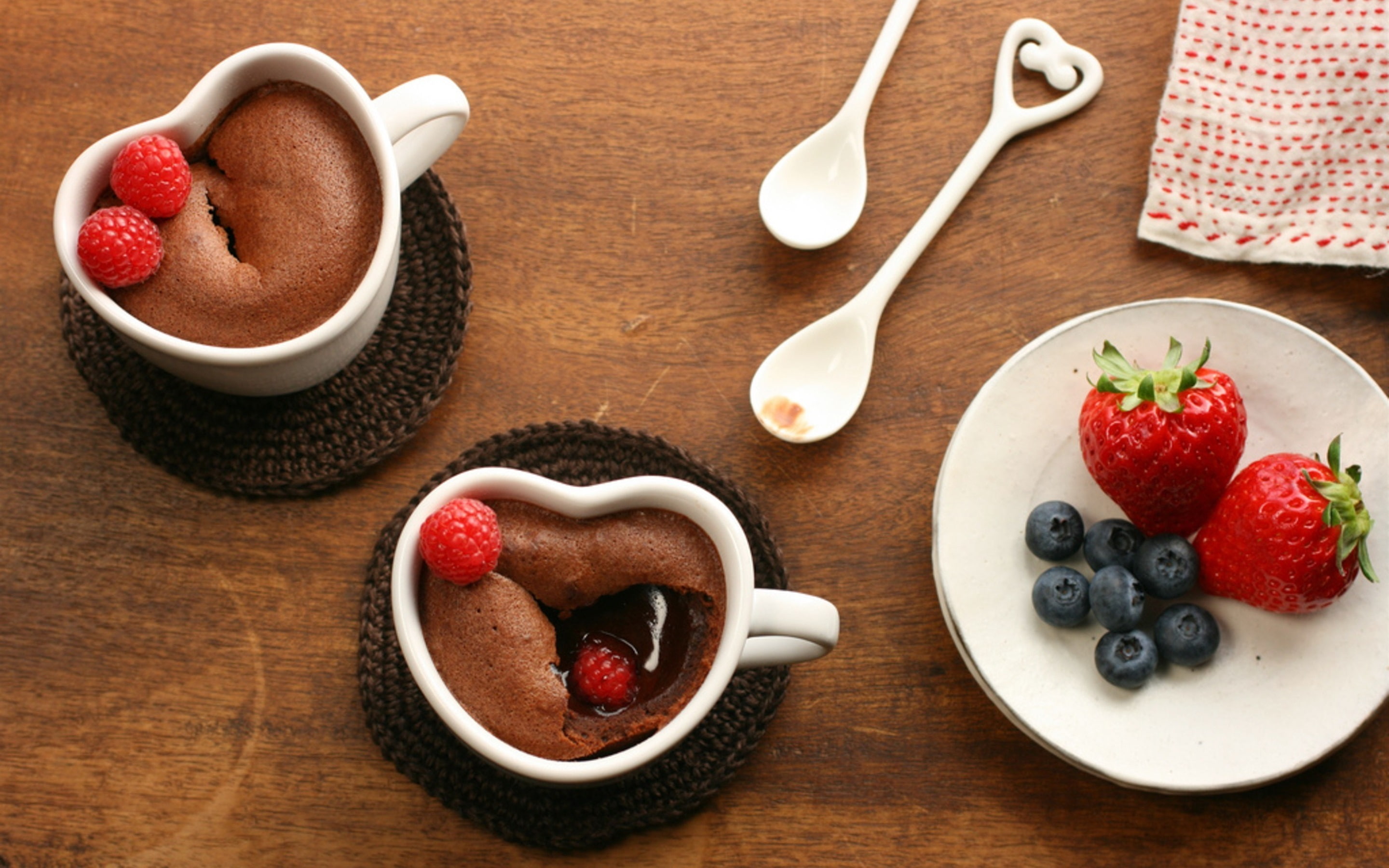 Spoons, 2K, Chocolate, Cups, Dessert, Strawberries, Food, Blackberries, HD Wallpaper