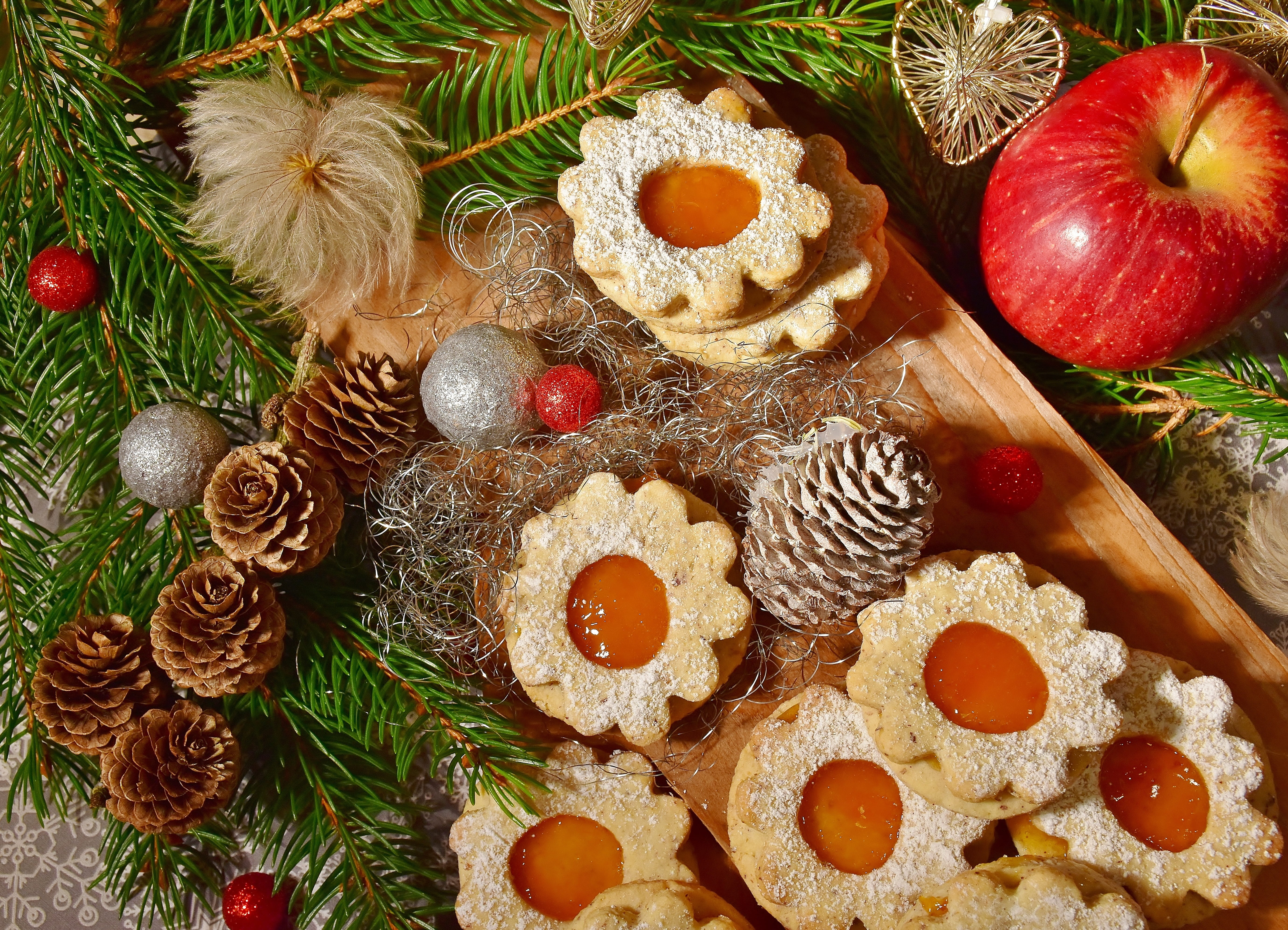 foodfoto, baking cookies, freshness, celebration, christmas decoration, no people, vanilla, apricot jam, pastries, chocolate, holiday, lot, fruit, benefit from, HD Wallpaper