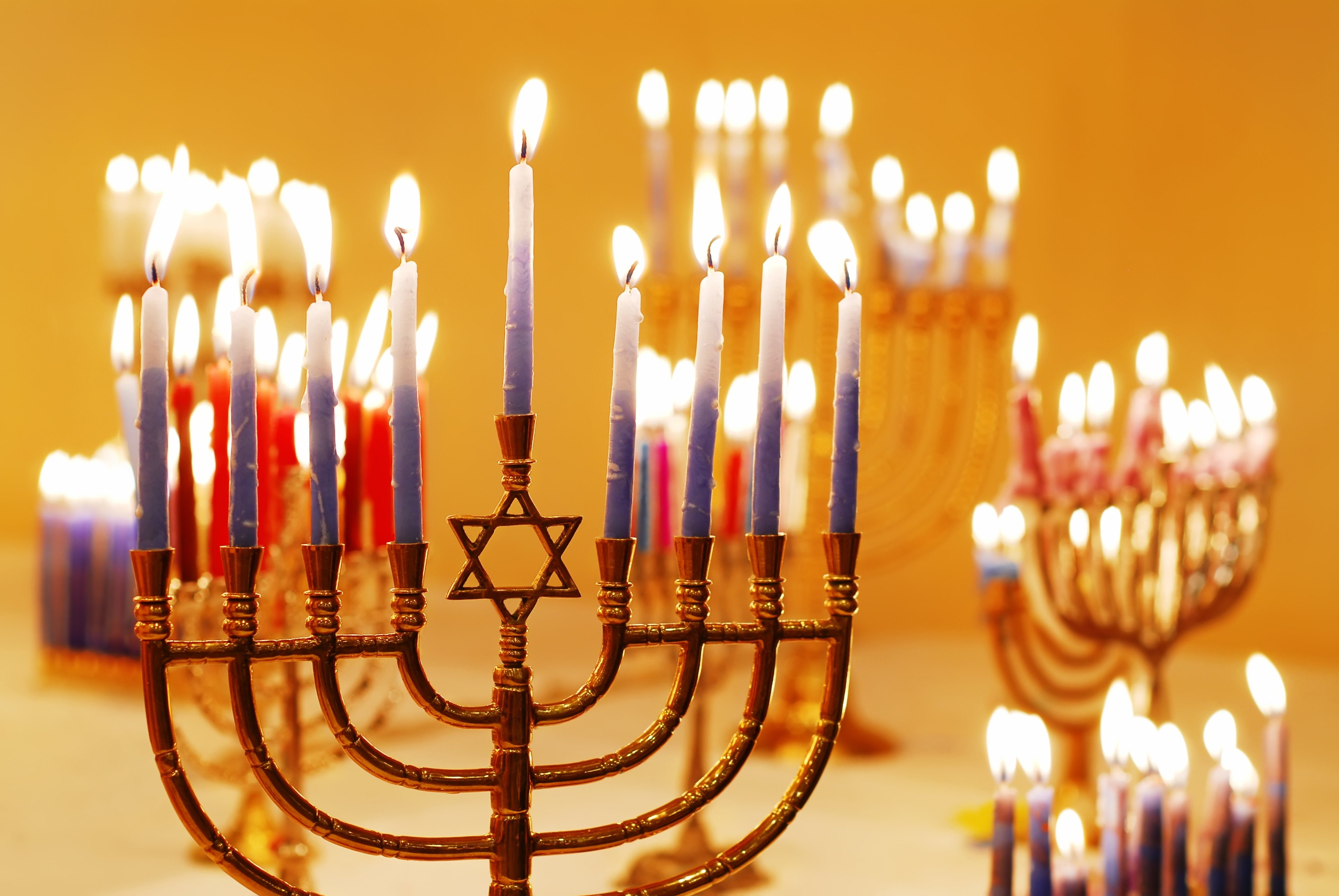 4K, menorah, hanukiah, hanukkah, jewish, holiday, chanukah, candelabrum, candle, festival, HD Wallpaper
