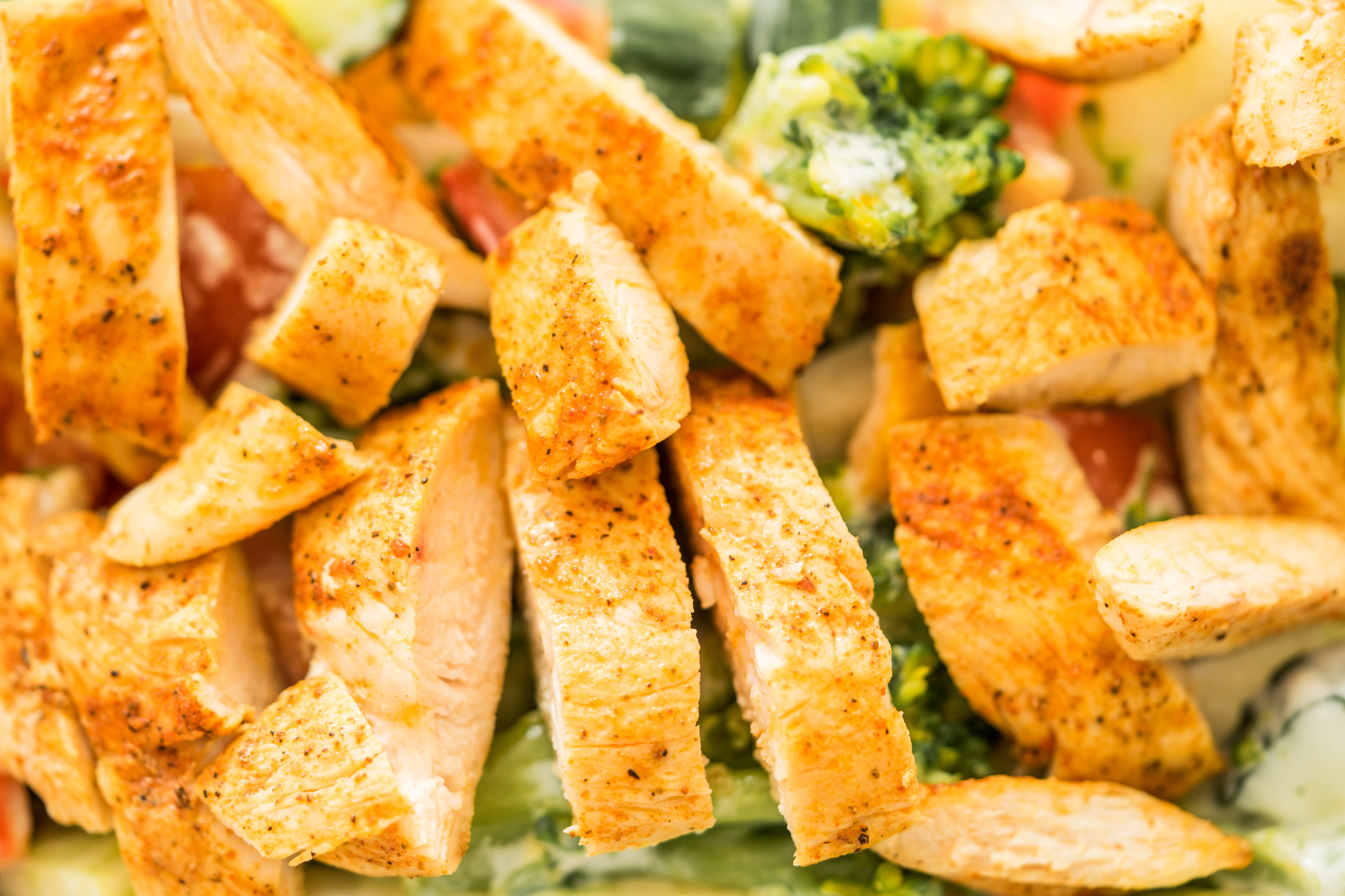 foodie, close, grilled, ready-to-eat, chicken, large group of objects, healthy eating, selective Focus, salad, full frame, vegetable, fit, Close Up, hungry, HD Wallpaper