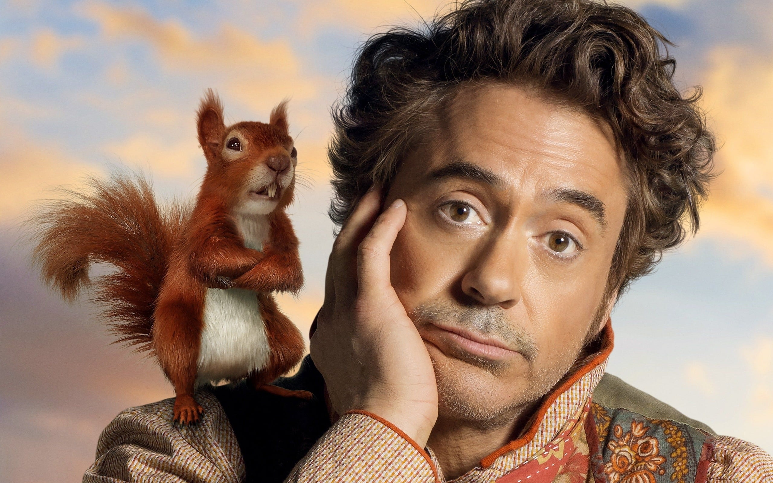 Comedy, Robert John Downey Jr., An amazing journey of Dr Doolittle, squirrel Kevin, Robert John Downey Jr, 2020, Protein Kevin, 2K, Craig Robinson, Dolittle, HD Wallpaper