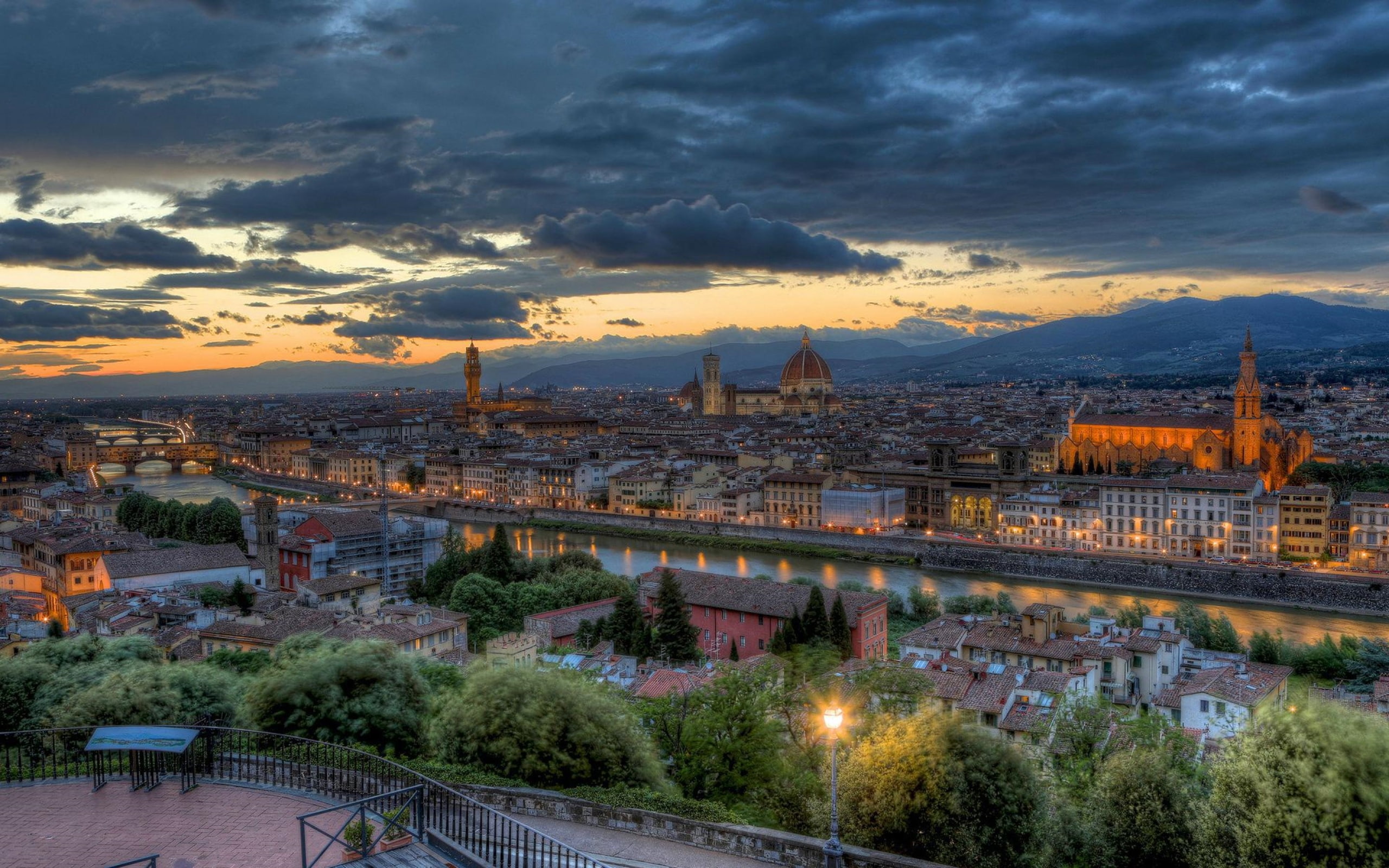 dorato, 2K, firenze, tramonto, HD Wallpaper