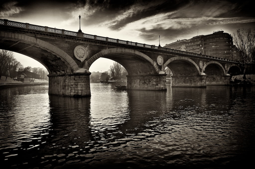 Landscape, bridge - Man Made Structure, landscapes, po, trolled, Photos, photoshop, old, italy, Po river, sunset, bianco, perspective, tramonto, tramonti, HD Wallpaper