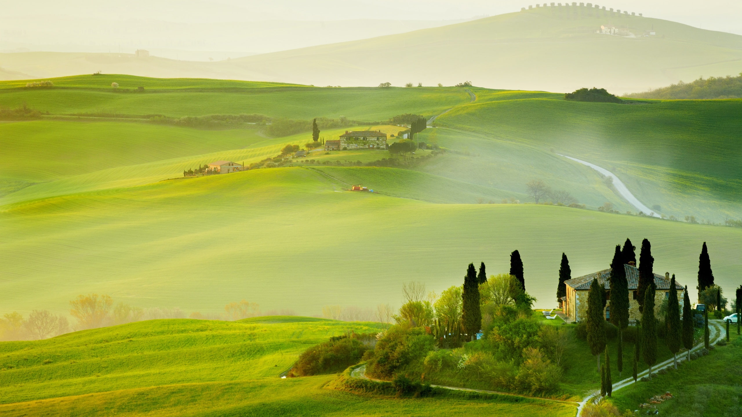 verano, prado, toscana, italia, 2K, laderas, naturaleza, HD Wallpaper