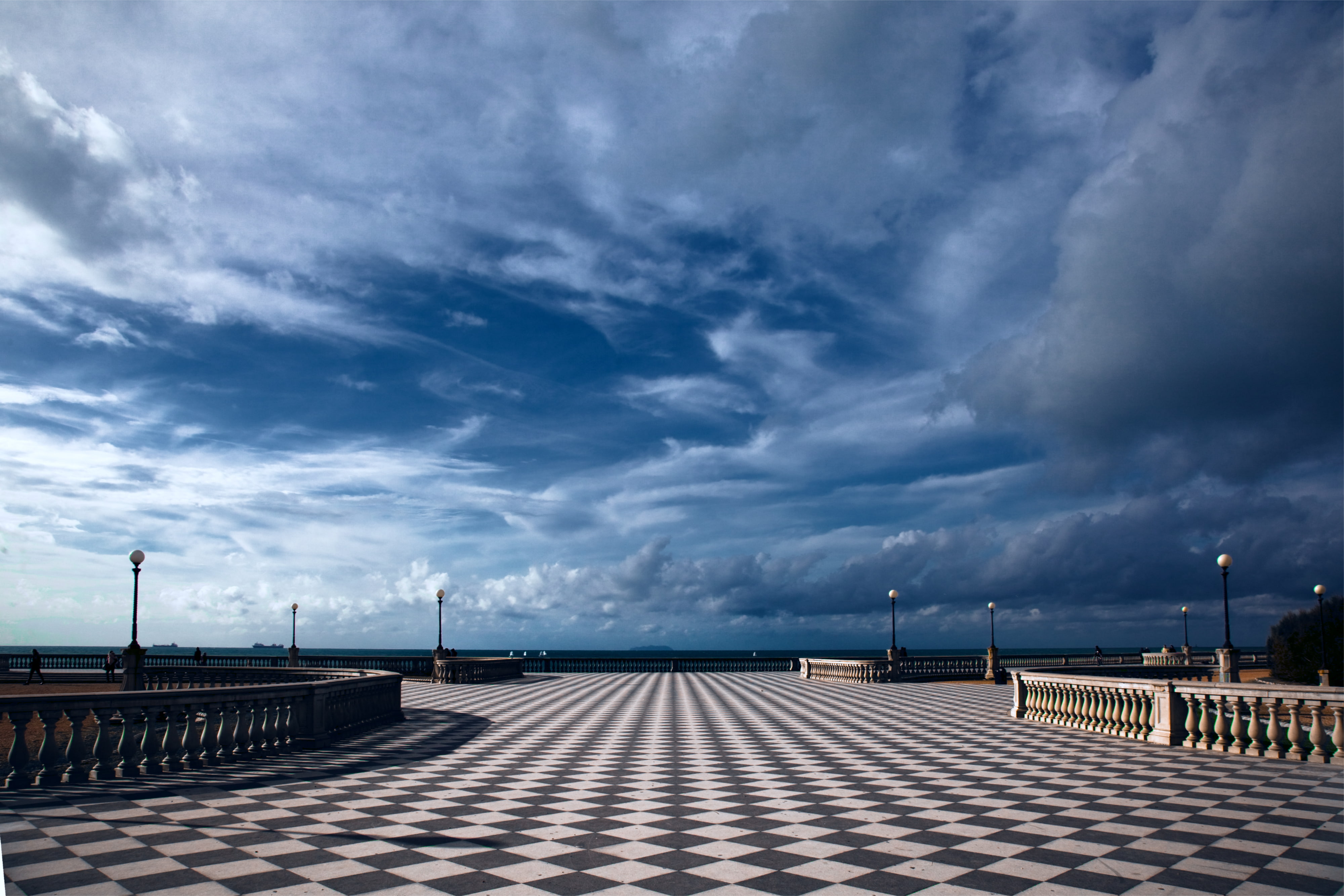 environment, oblast, the sky, empty, Toscana, lights, black, terrace, no people, tile, architecture, pattern, Tuscany, Livorno, overcast, tranquility, cloud - sky, HD Wallpaper