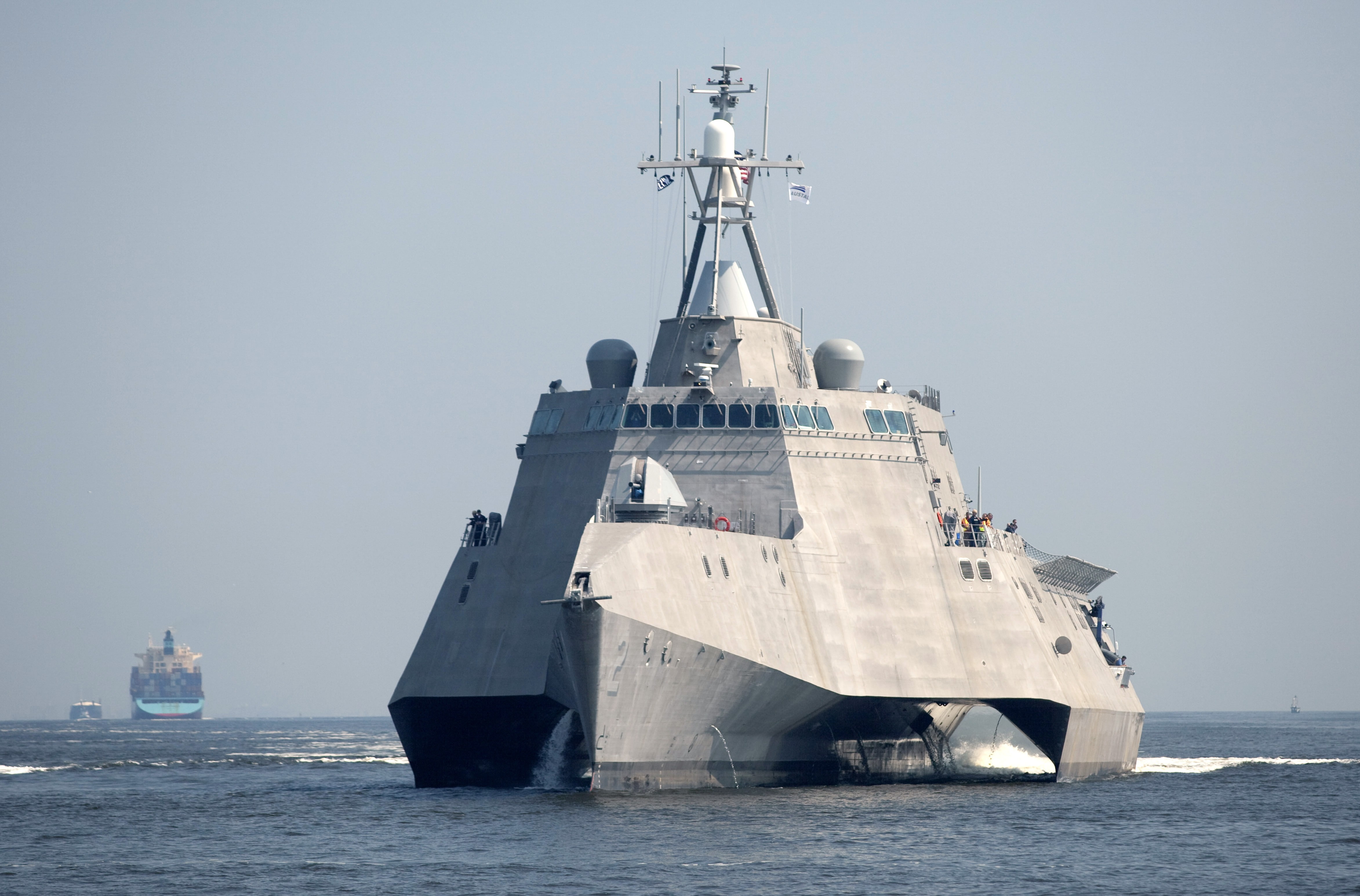 sea, no people, mode of transportation, vehicle, 4K, transportation, warship, USS Independence (LCS-2), business, navy, military, architecture, ship, outdoors, HD Wallpaper