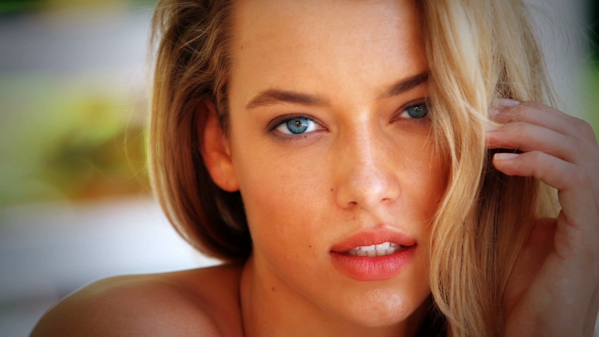 blue eyes, 1080P, face, women, Hannah Ferguson, blonde, HD Wallpaper
