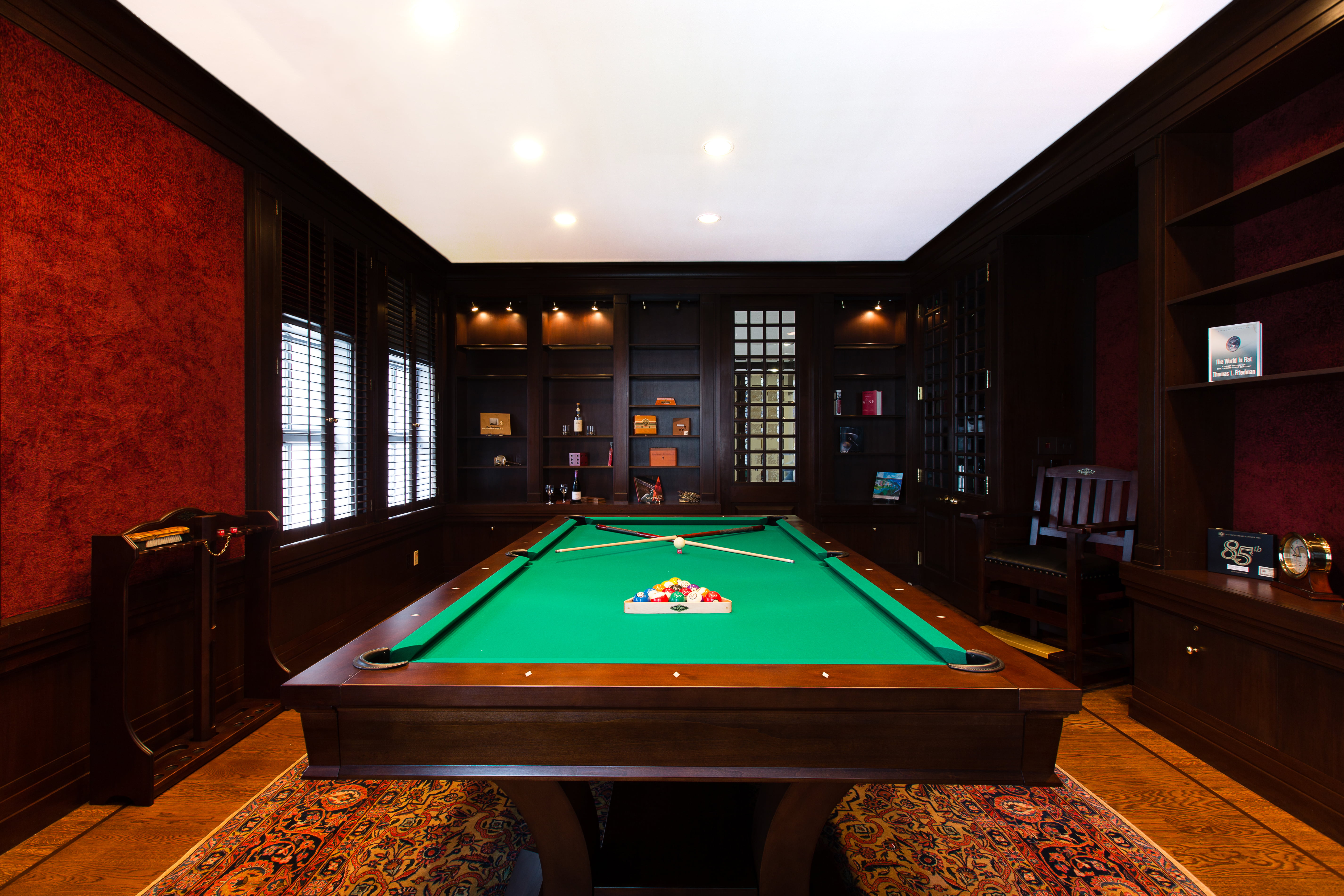 furniture, leisure activity, pool hall, lamp, leisure games, gambling, pool table, architecture, ball, table, rest., billiard, 5K, relaxation, pool cue, HD Wallpaper