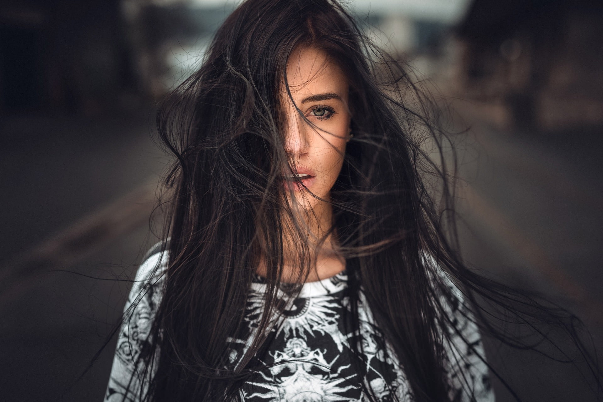 julia carina portrait face women, beautiful people, beautiful woman, front view, beauty, outdoors, women, human hair, brown hair, 1080P, hair, young women, HD Wallpaper