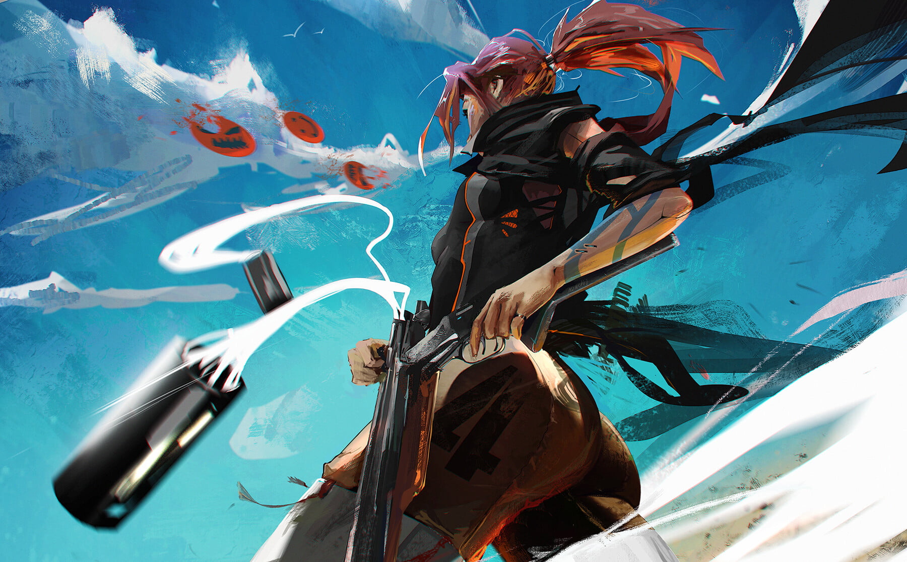 fan art, digital painting, artwork, girls with guns, shotgun, women, redhead, Rashed AlAkroka, digital art, ArtStation, 720P, HD Wallpaper