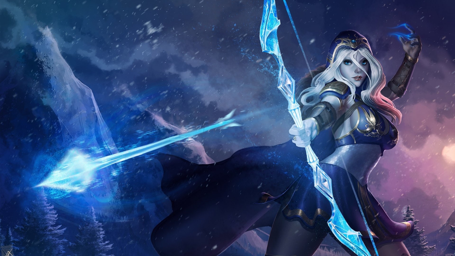 League Of Legends, Blue Eyes, Video Game, Ashe (League Of Legends), 1080P, Woman Warrior, Archer, Blonde, HD Wallpaper