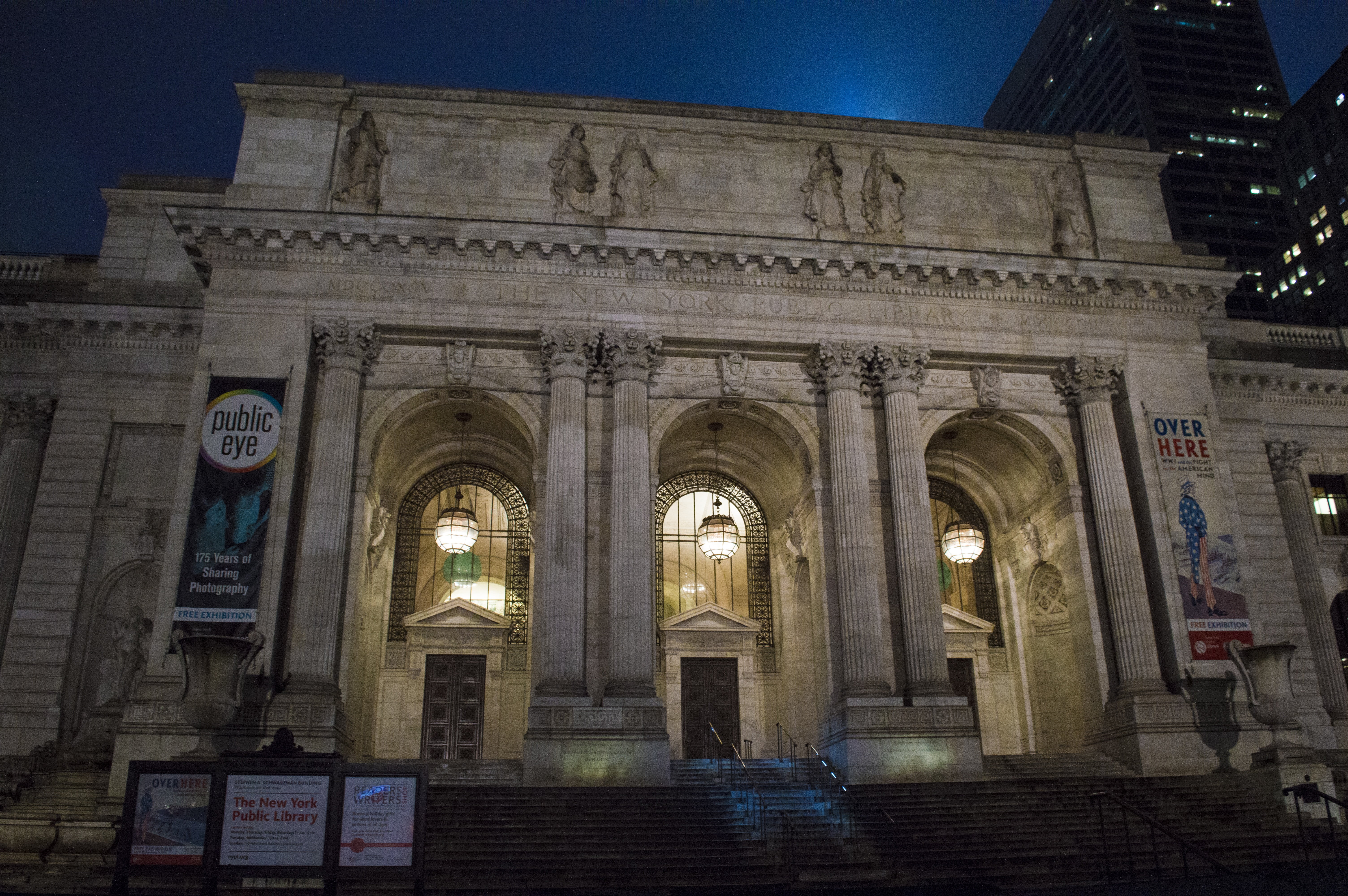 concrete, human representation, no people, librarian, representation, museum, usa, education, built structure, architectural column, united states, illuminated, HD Wallpaper