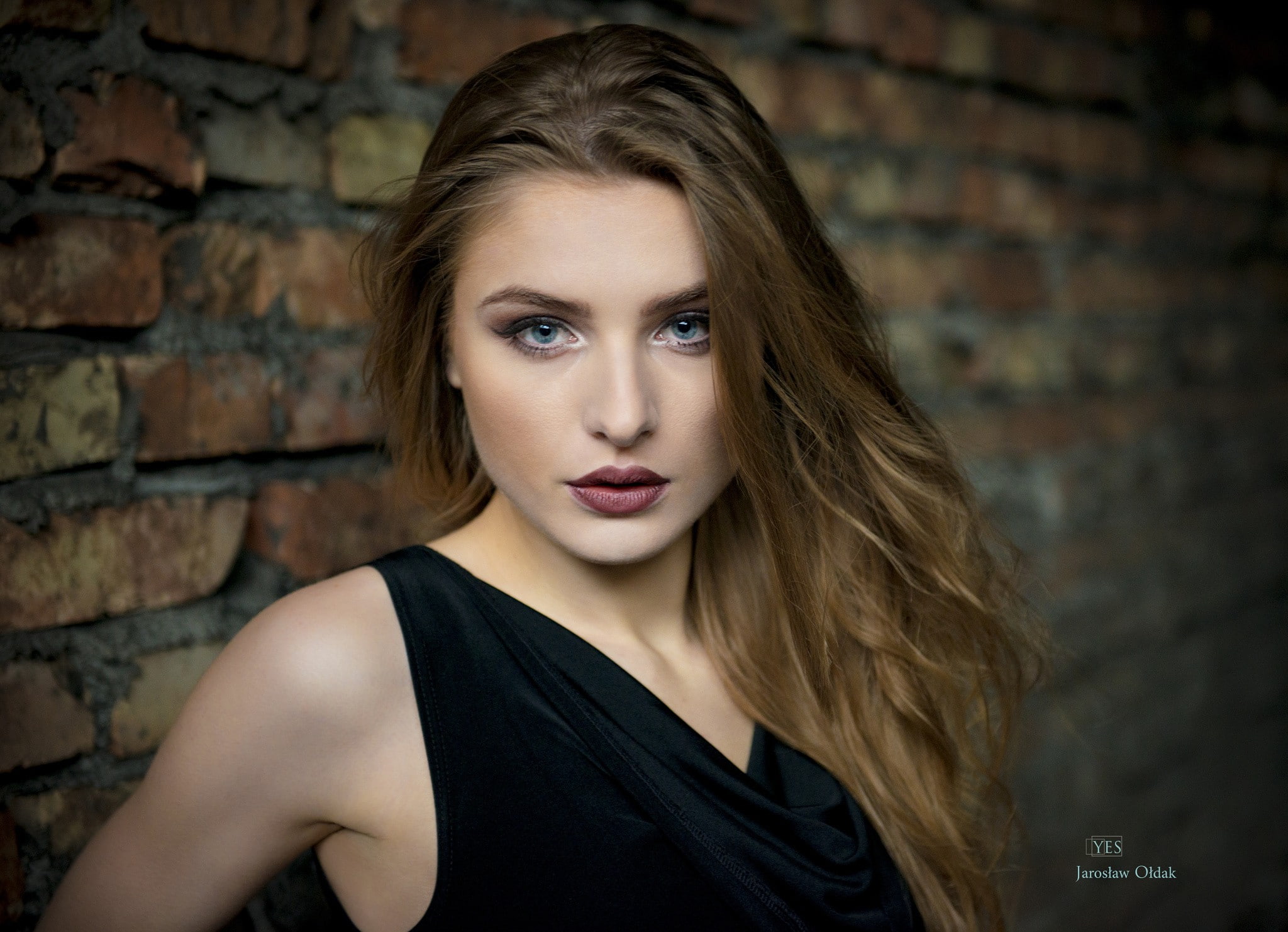 model, blue eyes, 1080P, women, Blonde, face, portrait, Jaroslaw Oldak, HD Wallpaper