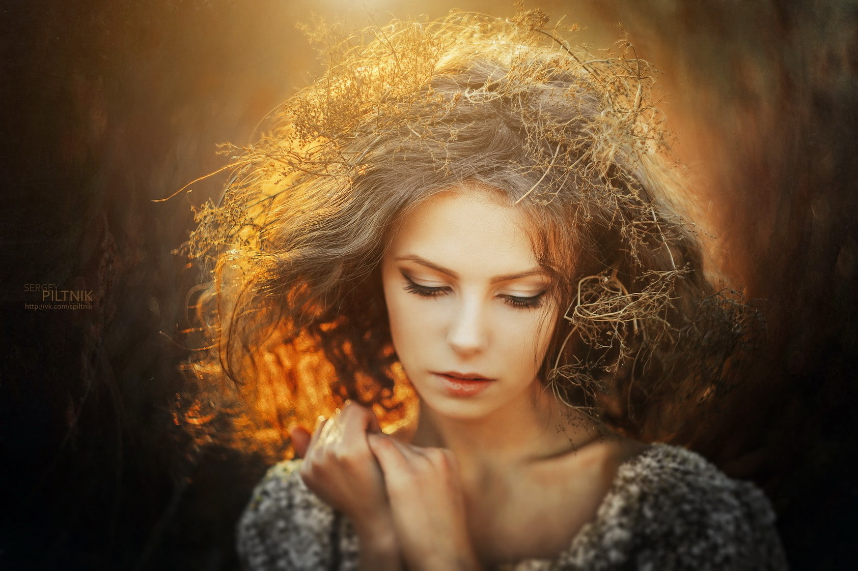 blonde, depth of field, face, Ksenia Malinina, model, women, Sergey Piltnik, 720P, long hair, HD Wallpaper