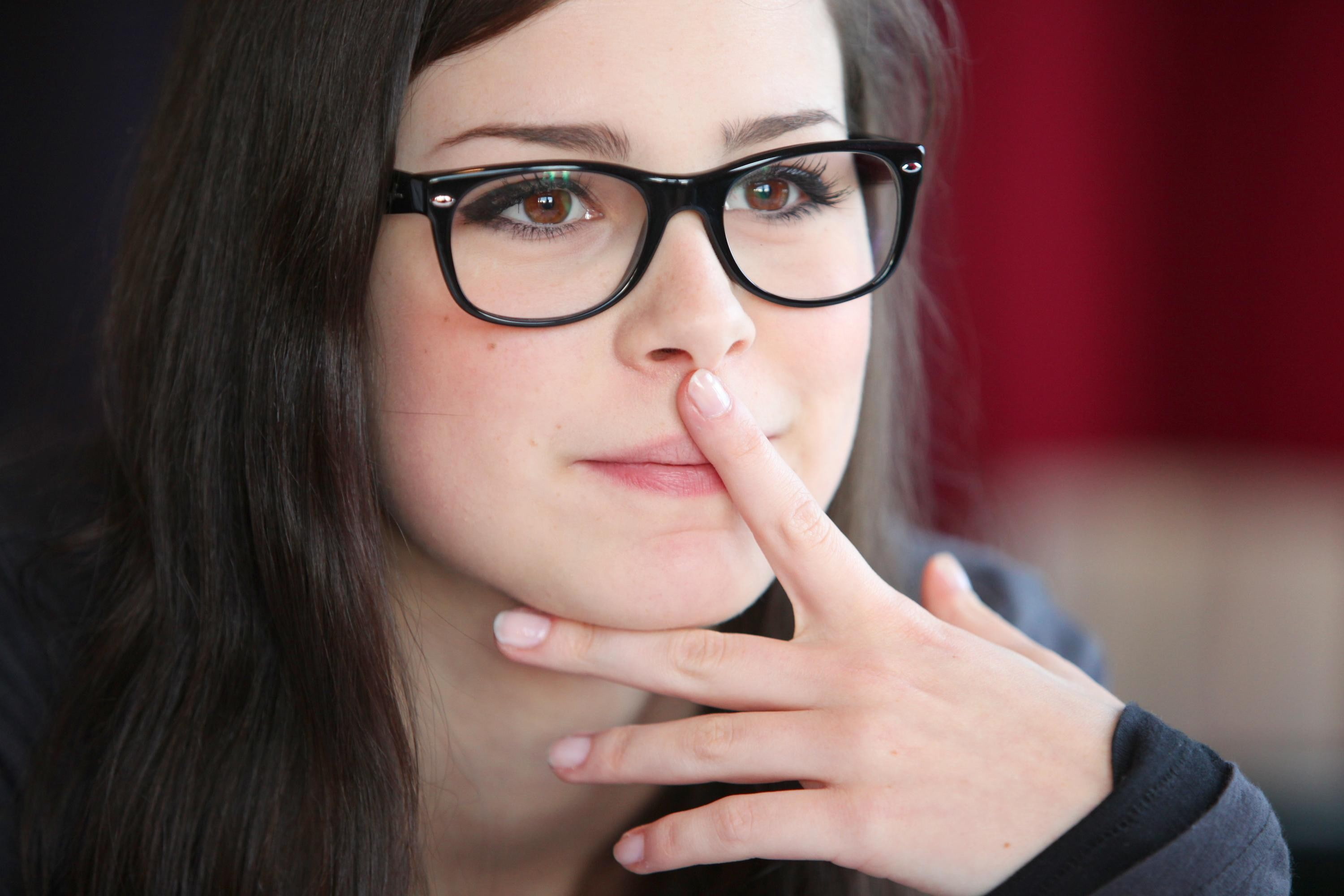 depression - sadness, singer, hand, contemplation, adolescence, hair, portrait, glasses, women, human body part, one person, beauty, 2K, young women, eyeglasses, HD Wallpaper