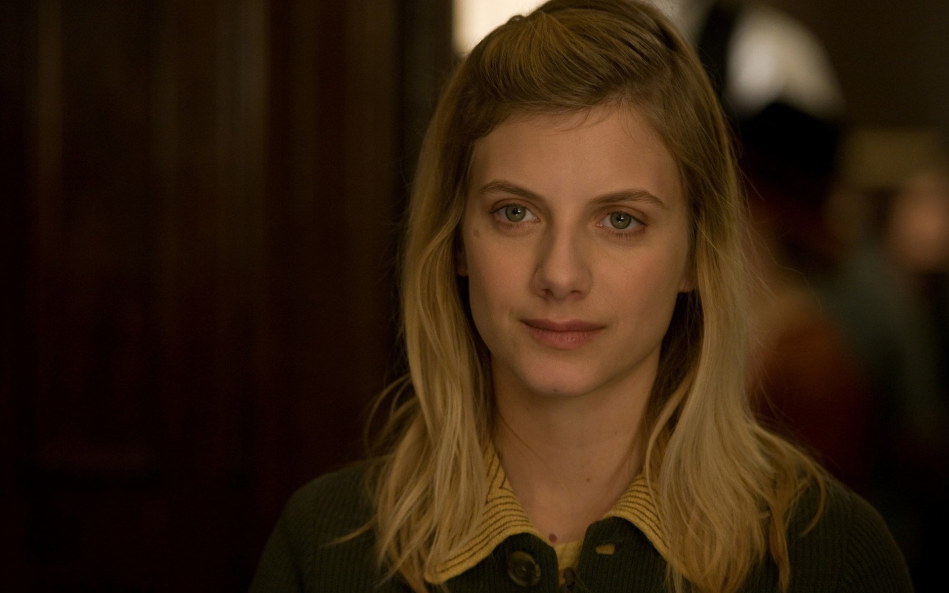 hair, blond hair, headshot, indoors, teenager, child, portrait, looking at camera, contemplation, focus on foreground, melanie laurent, nightlife, hairstyle, HD Wallpaper