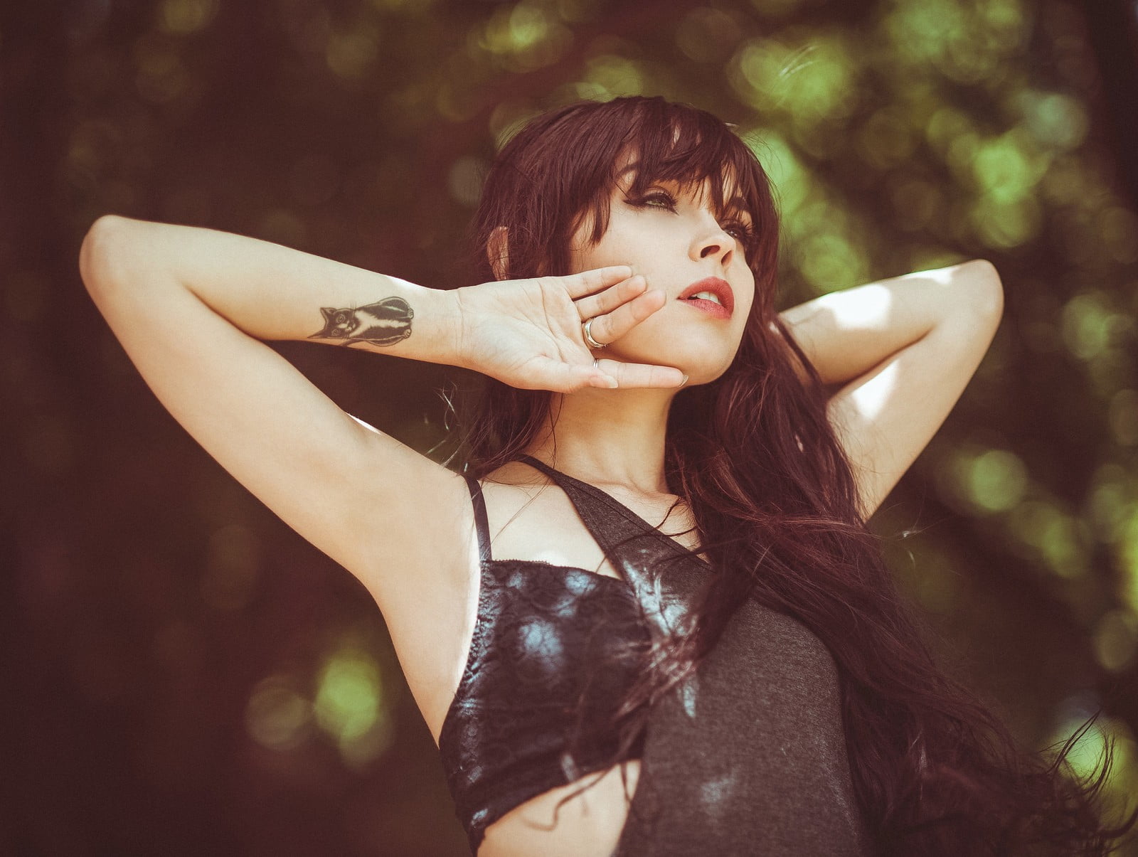 summer, hands, brunette, glamour, waist up, hair, hands behind head, brown Hair, arms raised, one, long Hair, human limb, young Adult, beauty, beautiful, HD Wallpaper
