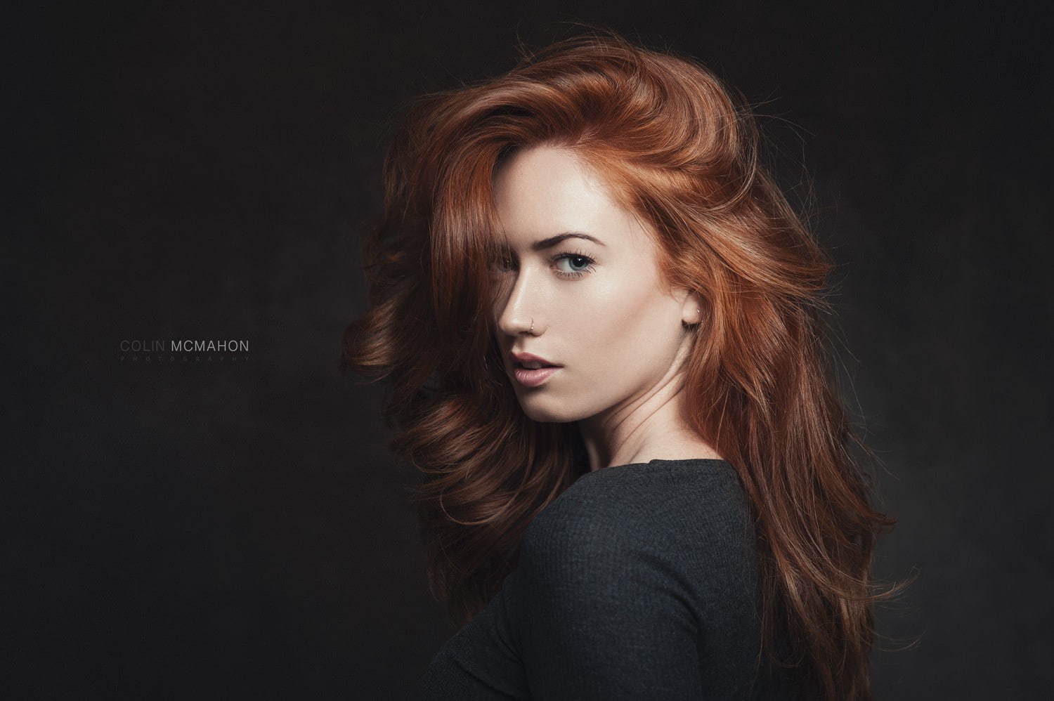 beautiful woman, 720P, indoors, long hair, women, beauty, nose rings, hair, black background, young adult, human hair, fashion model, elegance, studio shot, HD Wallpaper